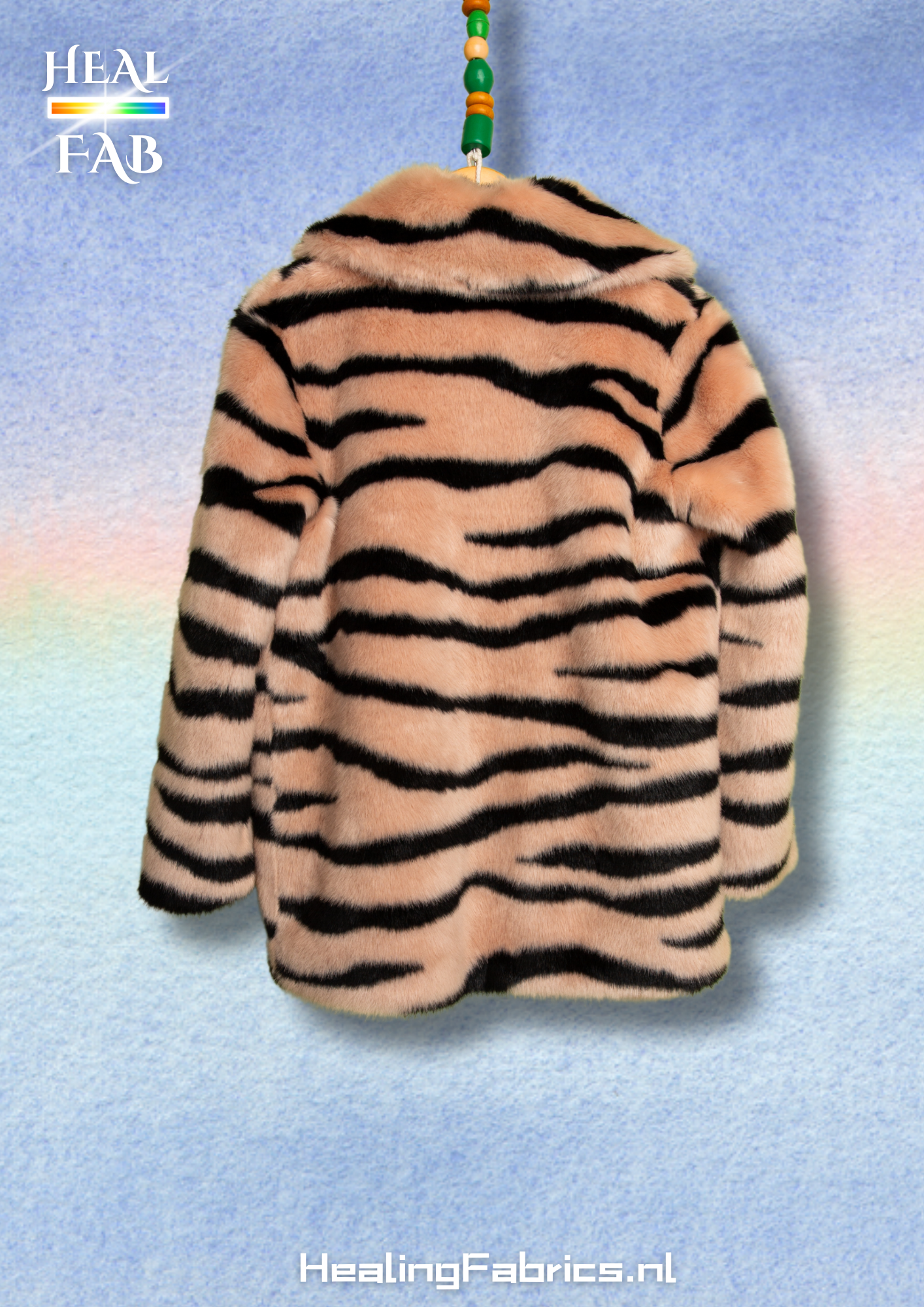 The Faux Tiger Striped coat in black and light pink tints