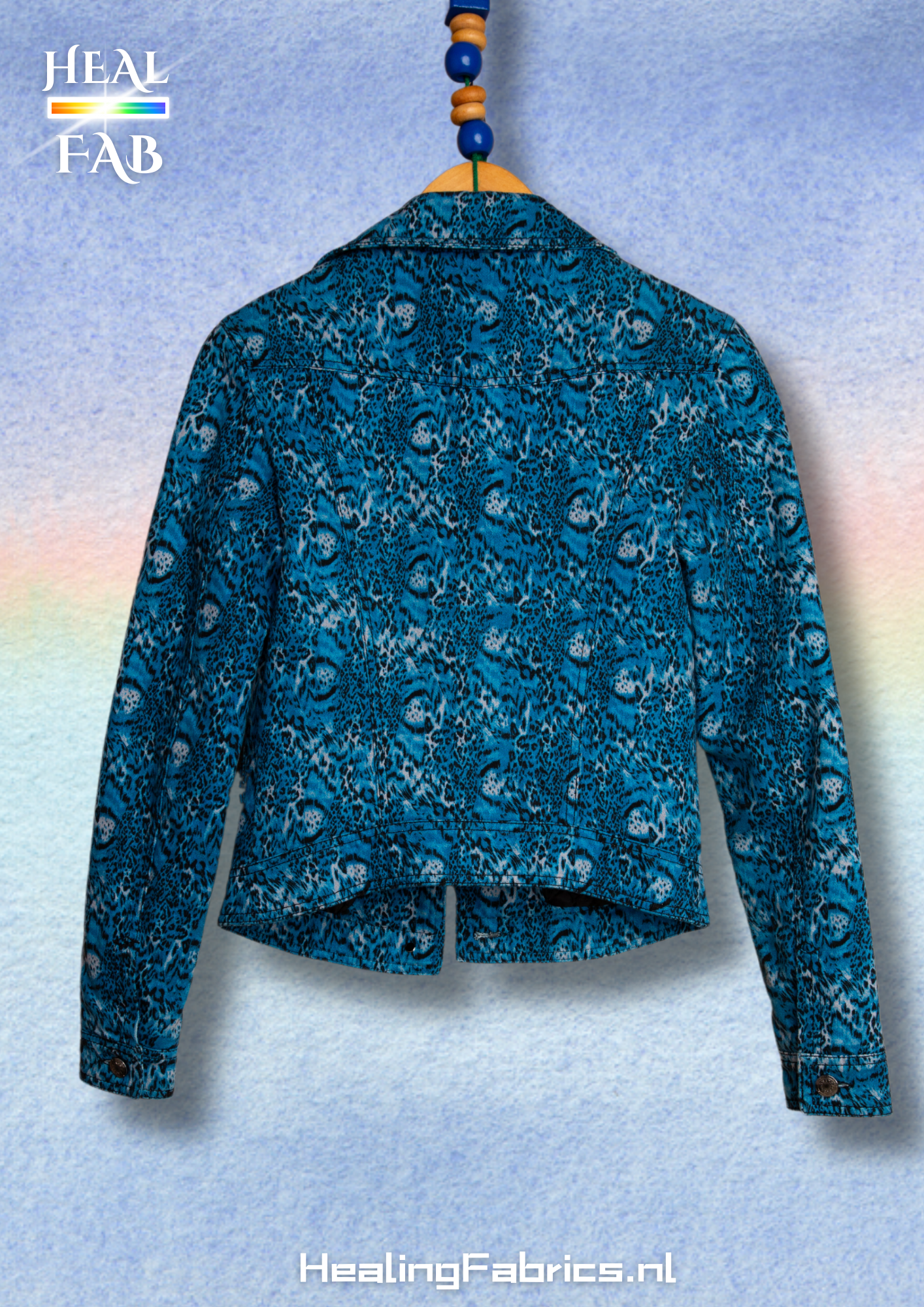 The aquatic blue leopard animal print jacket - Versace with silver details