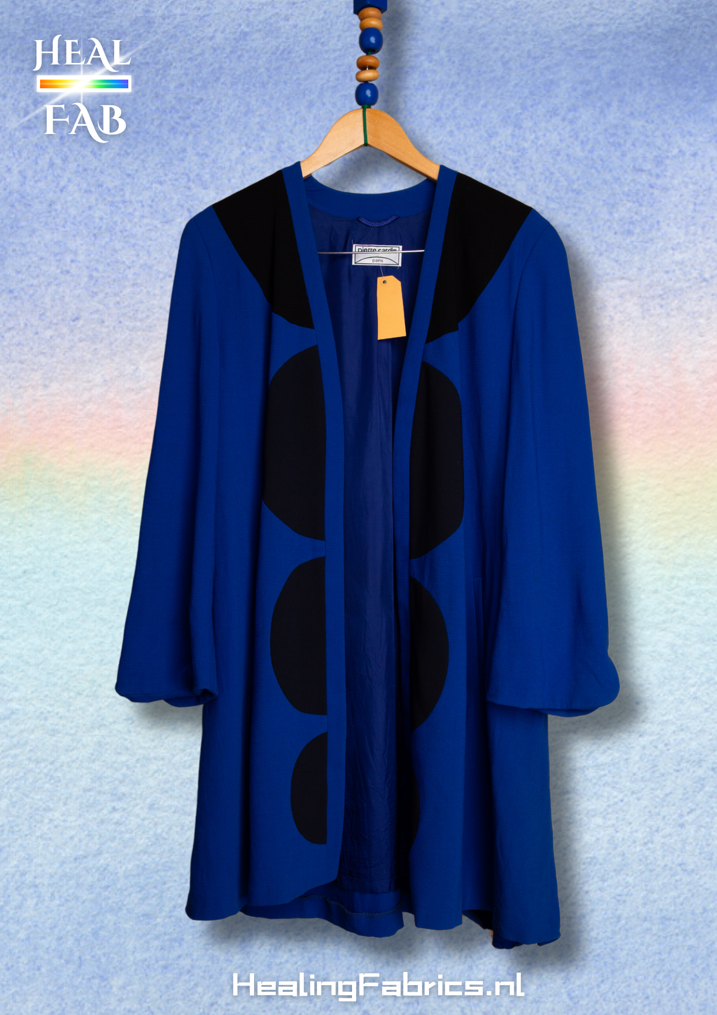 Long cardigan in hard blue with circular shapes - Pierre Cardin