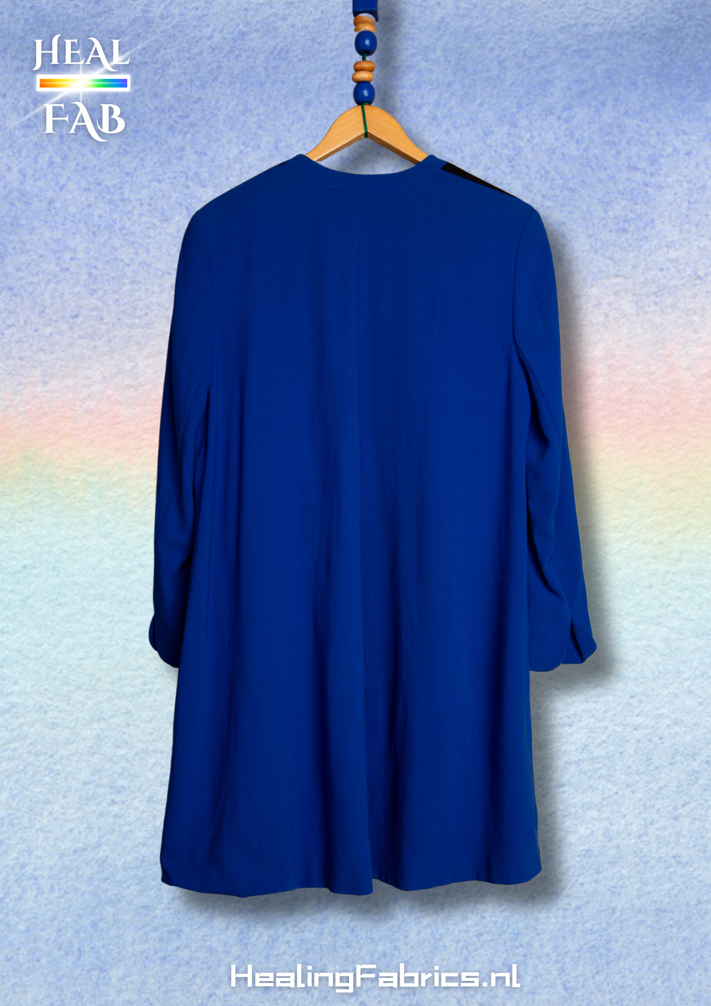Long cardigan in hard blue with circular shapes - Pierre Cardin