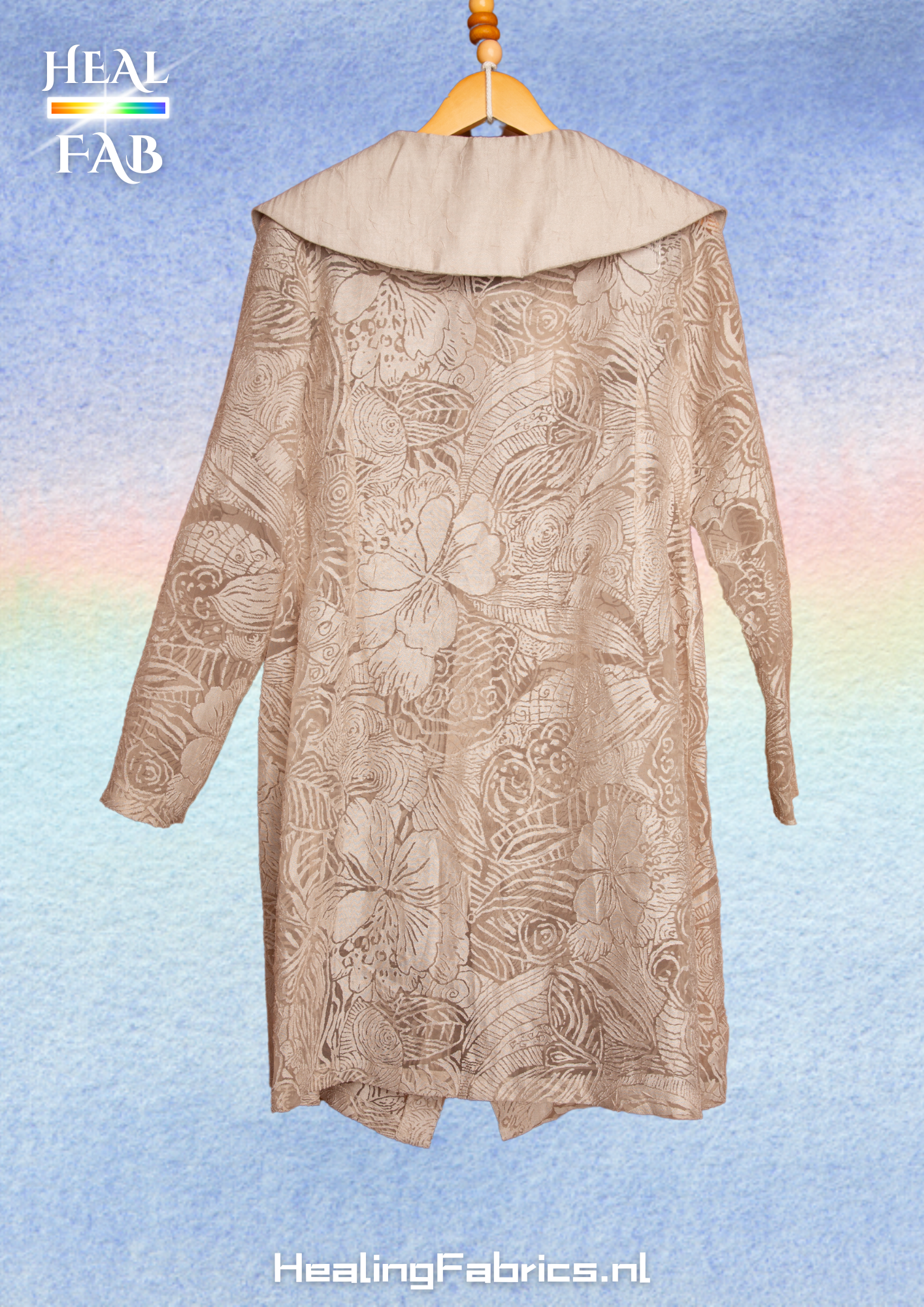 The Queen of Sheer light weight cardigan - with circular collar in beige tint