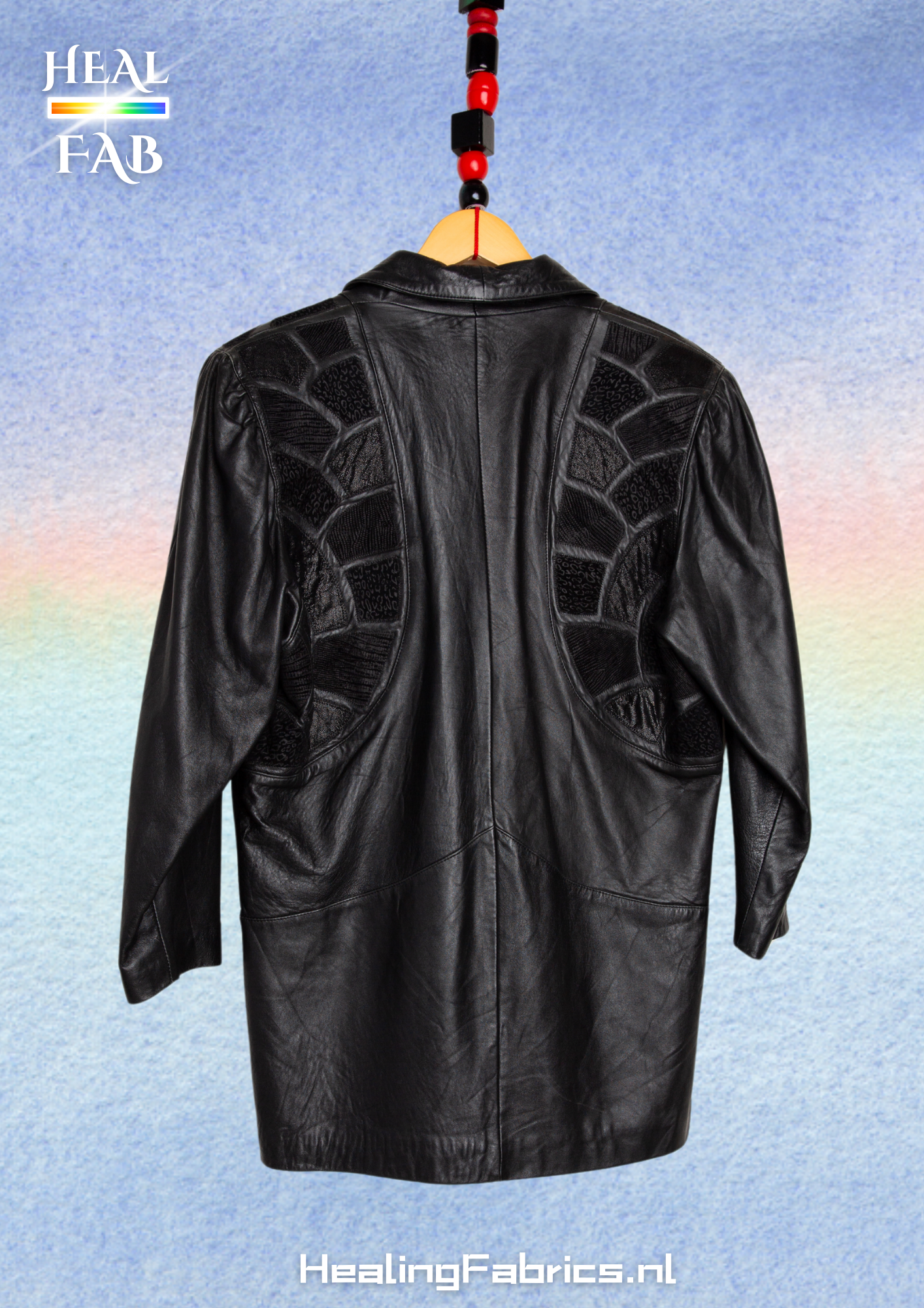 Black leather patchwork shoulder jacket - with big front pockets