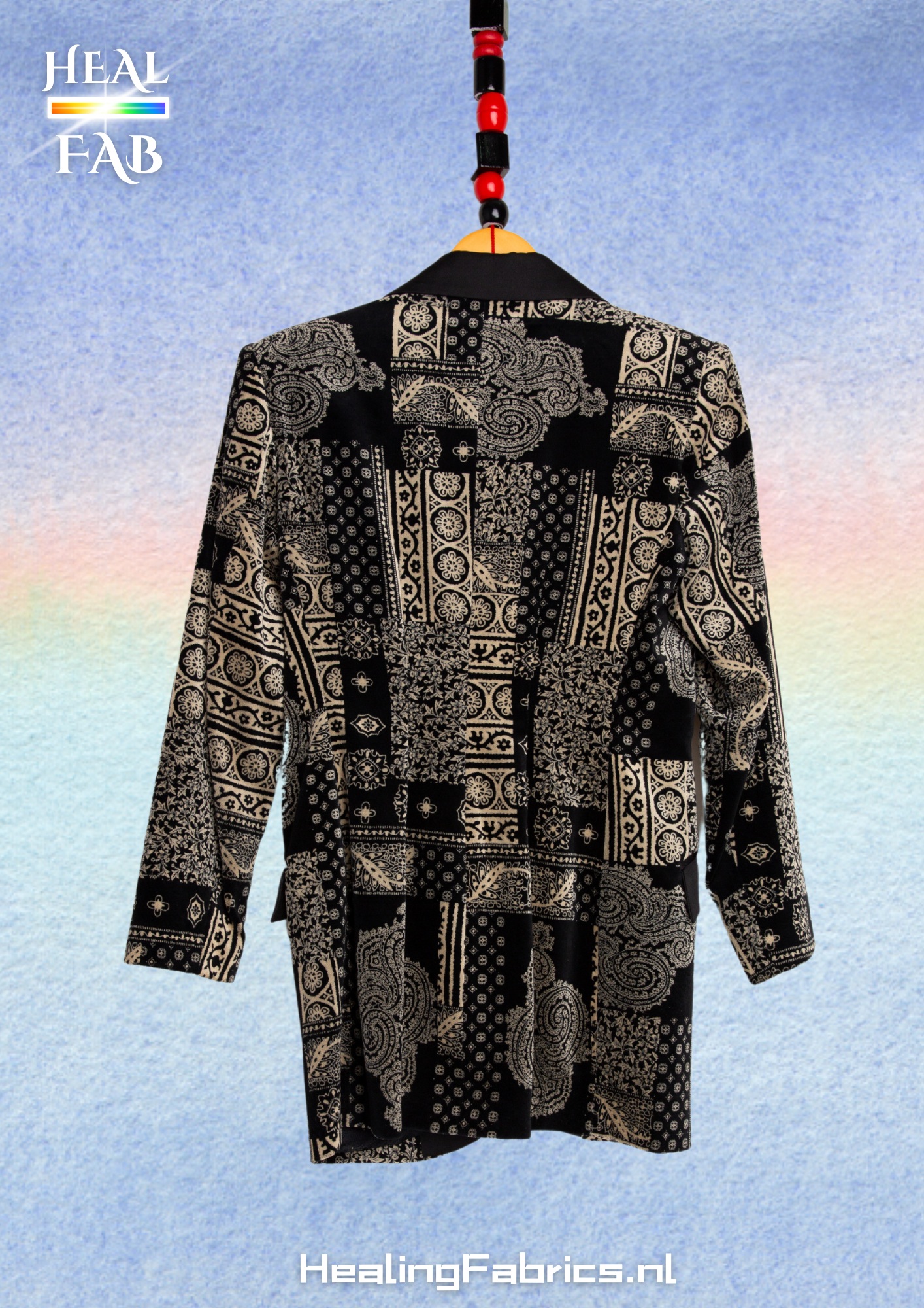 The velvet renaissance blazer with patchwork print and gold details