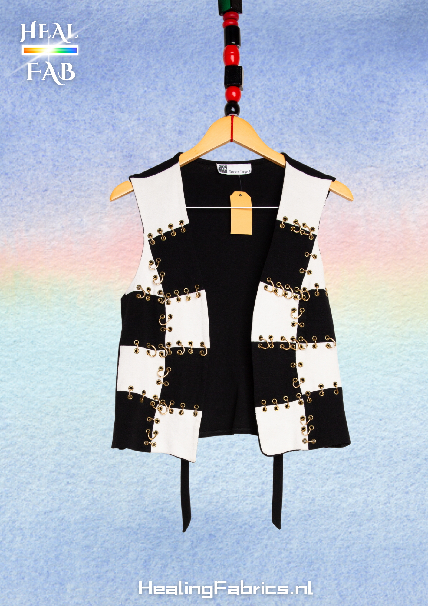 Checkered black and white top with metal details