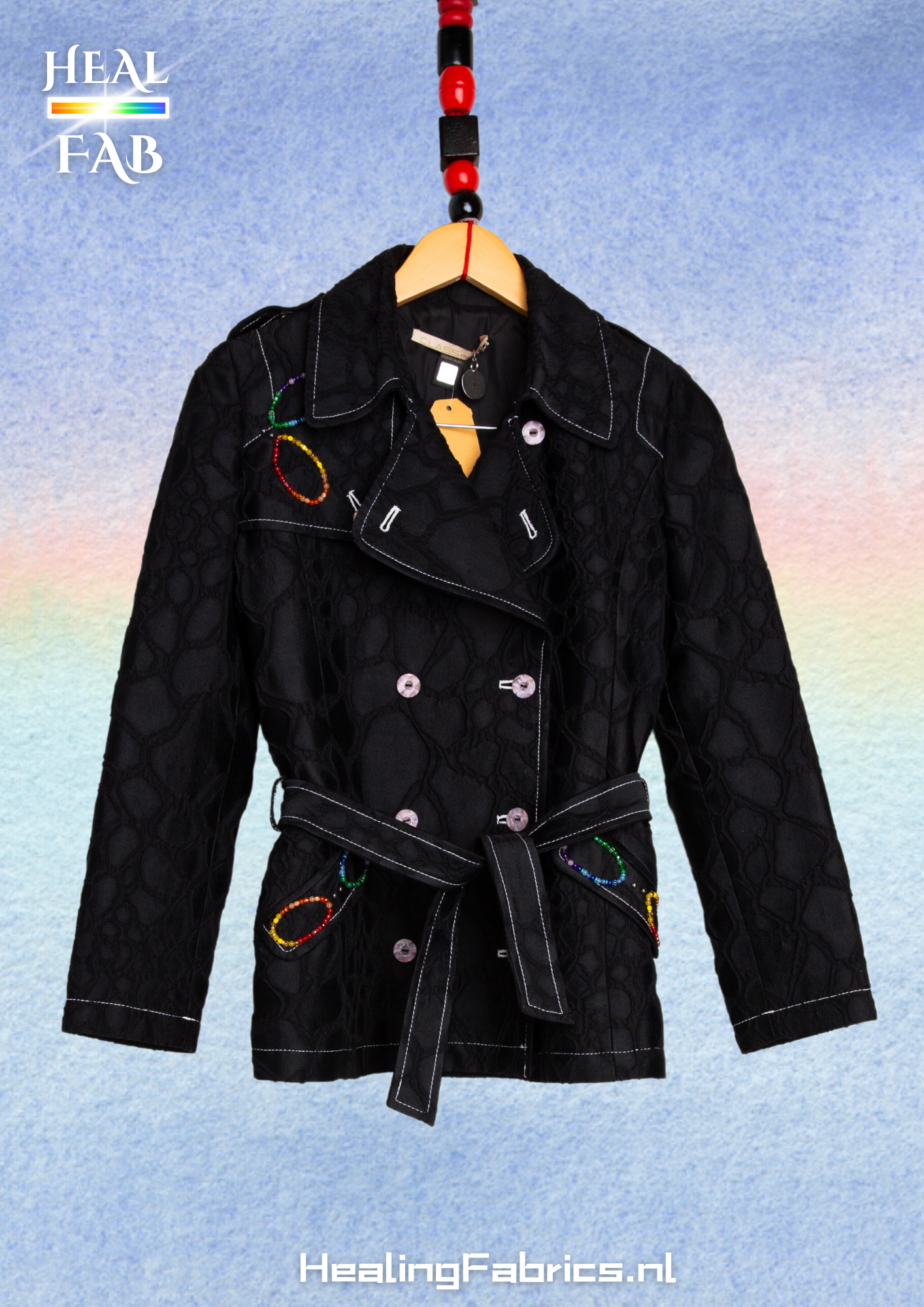 The bedazzled adjustable short trench jacket - Roberto Cavalli with multicolor beads