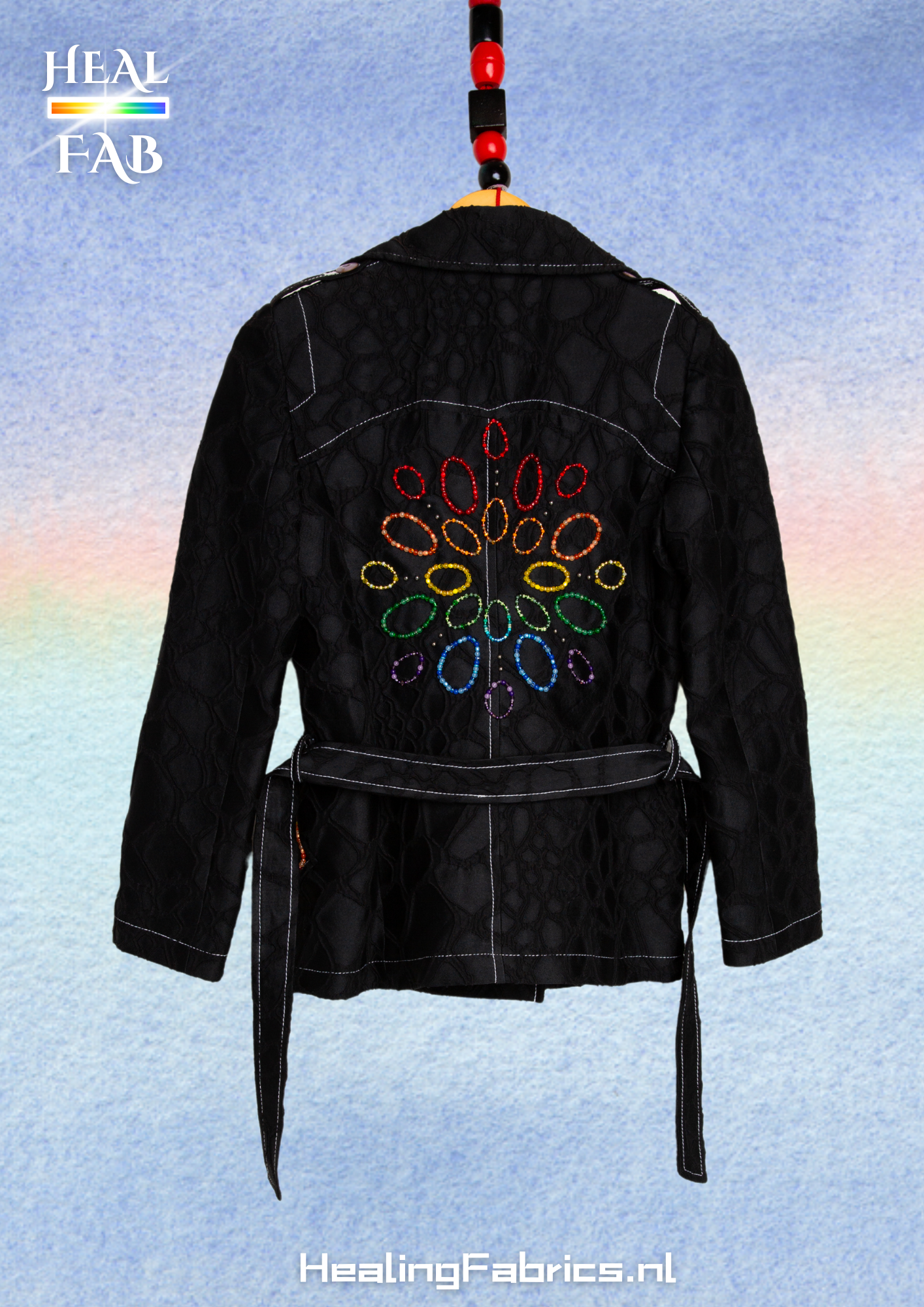The bedazzled adjustable short trench jacket - Roberto Cavalli with multicolor beads