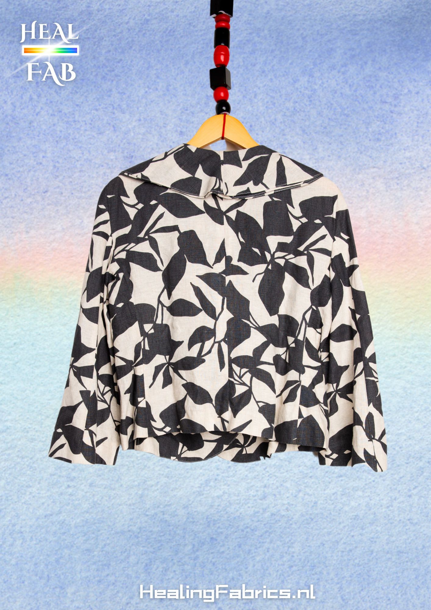 The Linen ruffled collar front blazer - Armani with simplified floral print in black & white