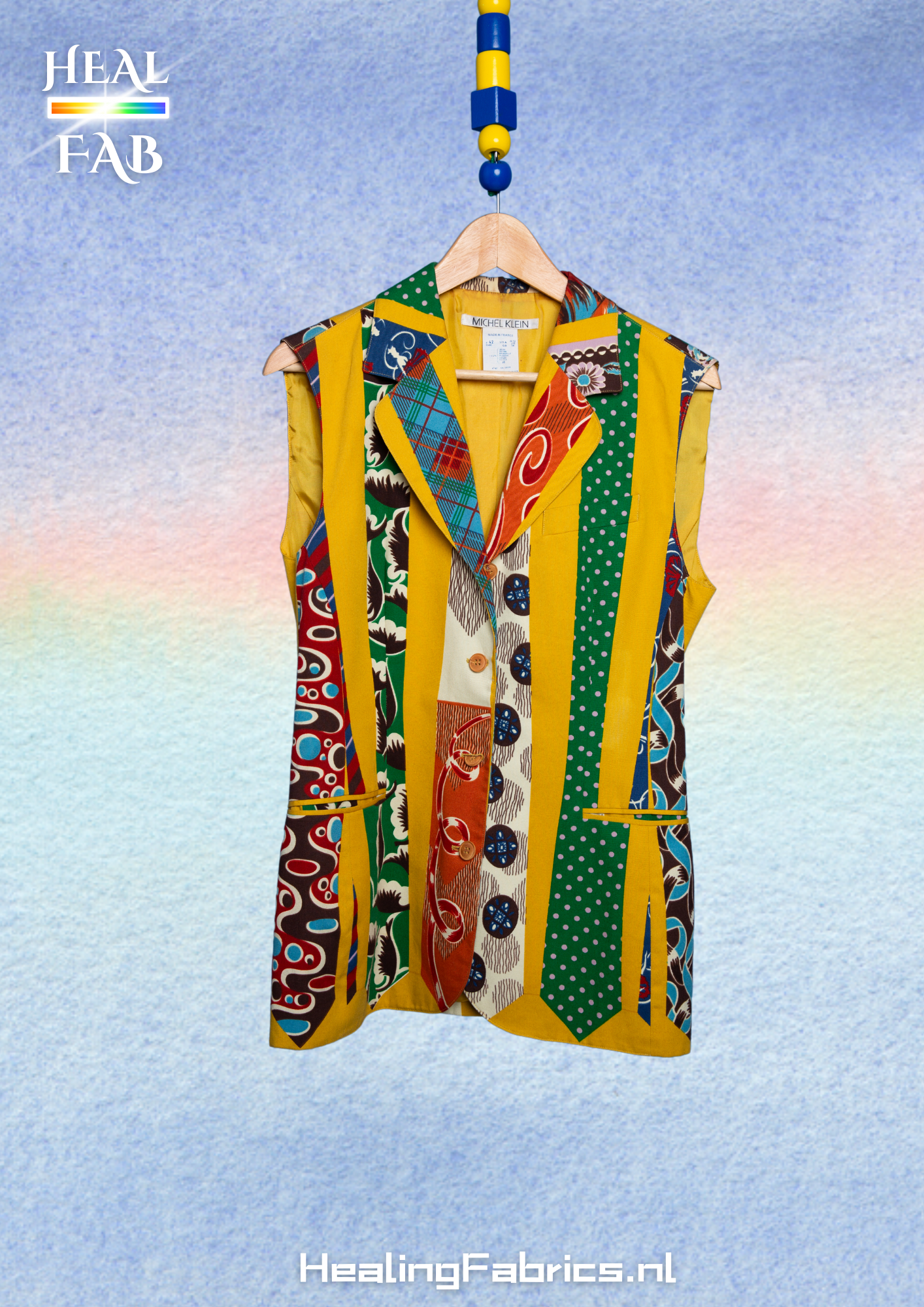 The Positive Tie Gilet - in mustard yellow & multicolor print