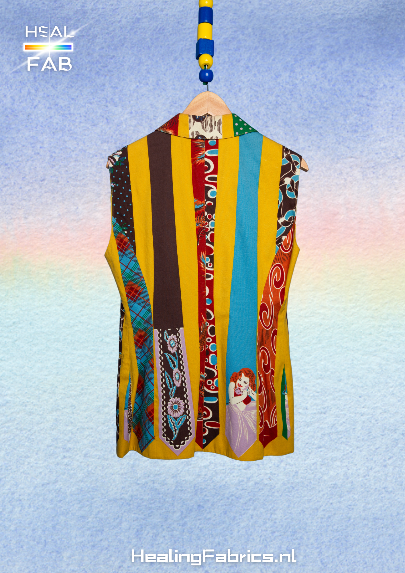 The Positive Tie Gilet - in mustard yellow & multicolor print