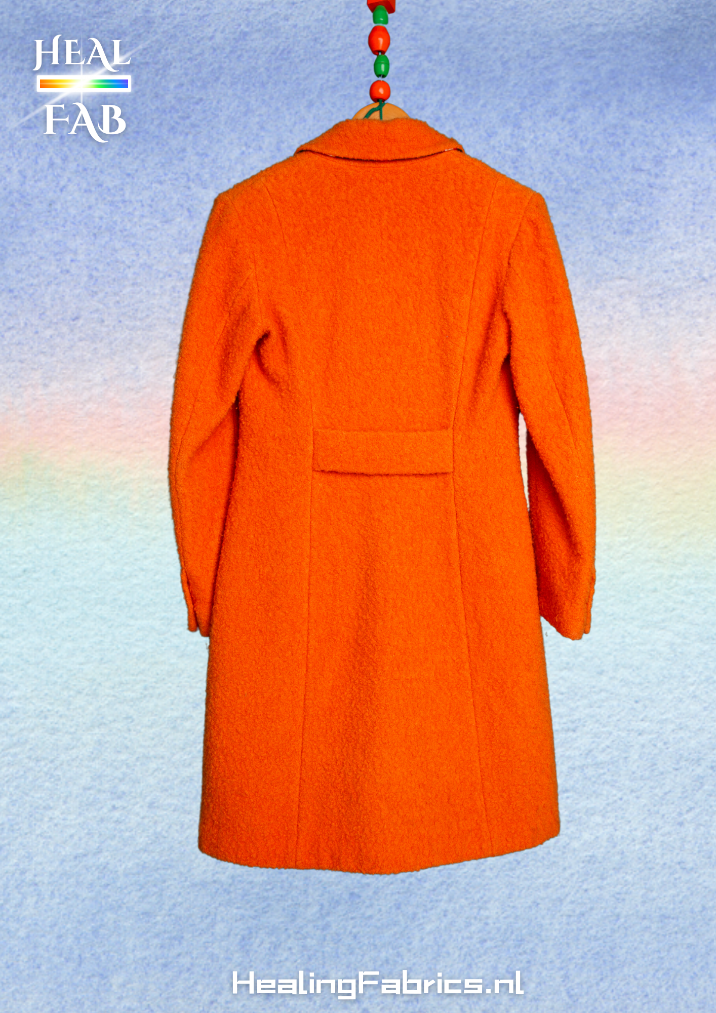 The fruity orange coat - Versace, with textured fabric and silver button detials
