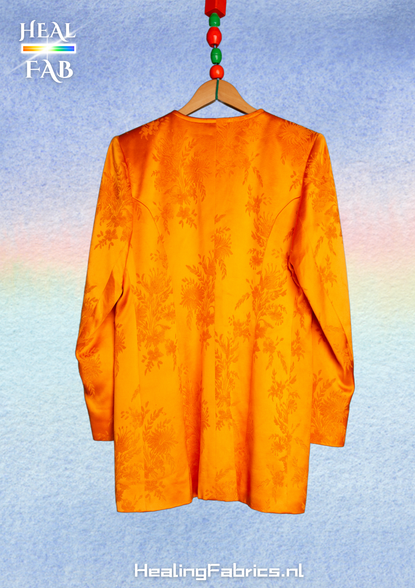 High gloss floral jacket with orange butterfly buttons on sleeve - Yves Saint Laurent