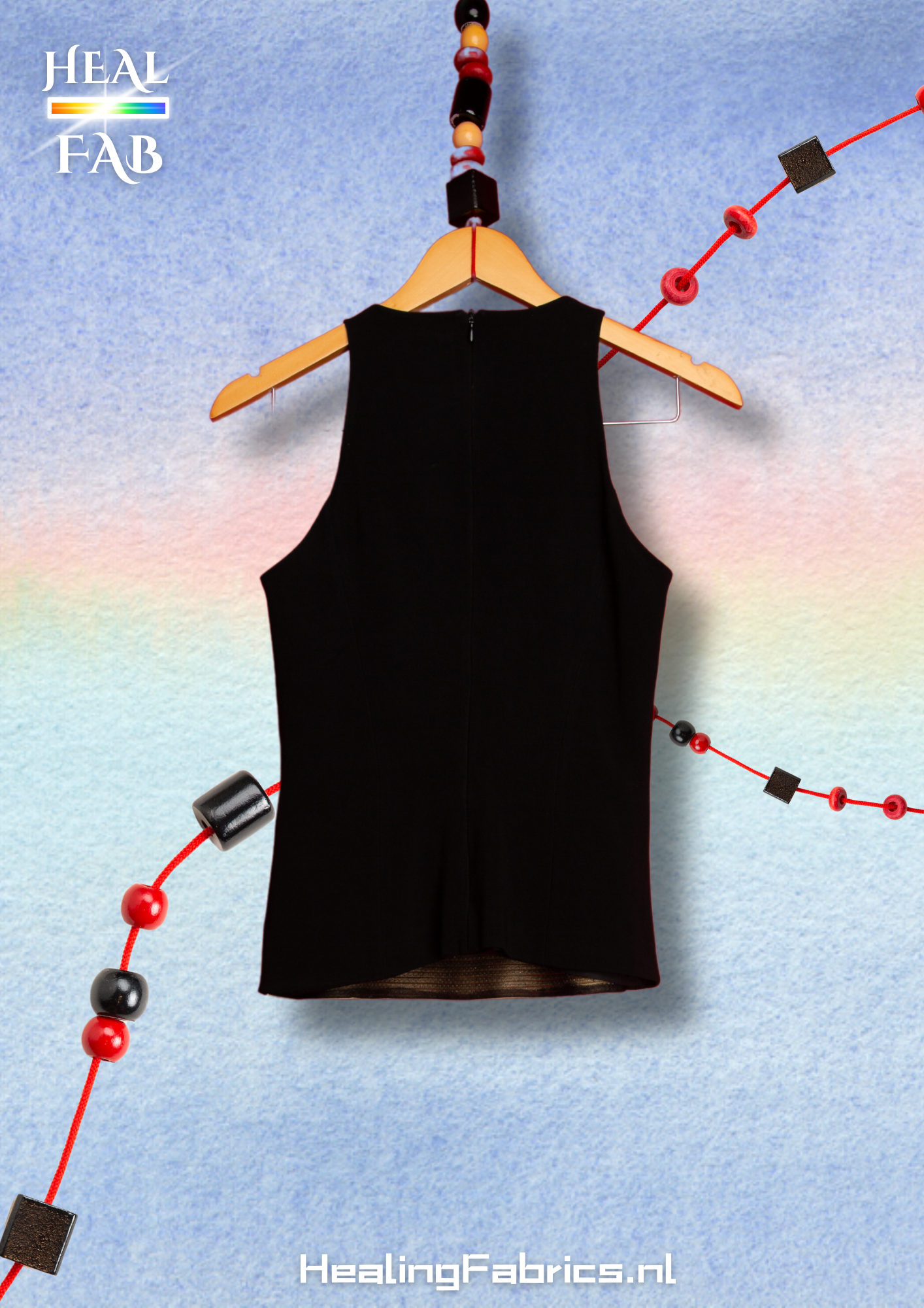 The sleeveless gold disk top
