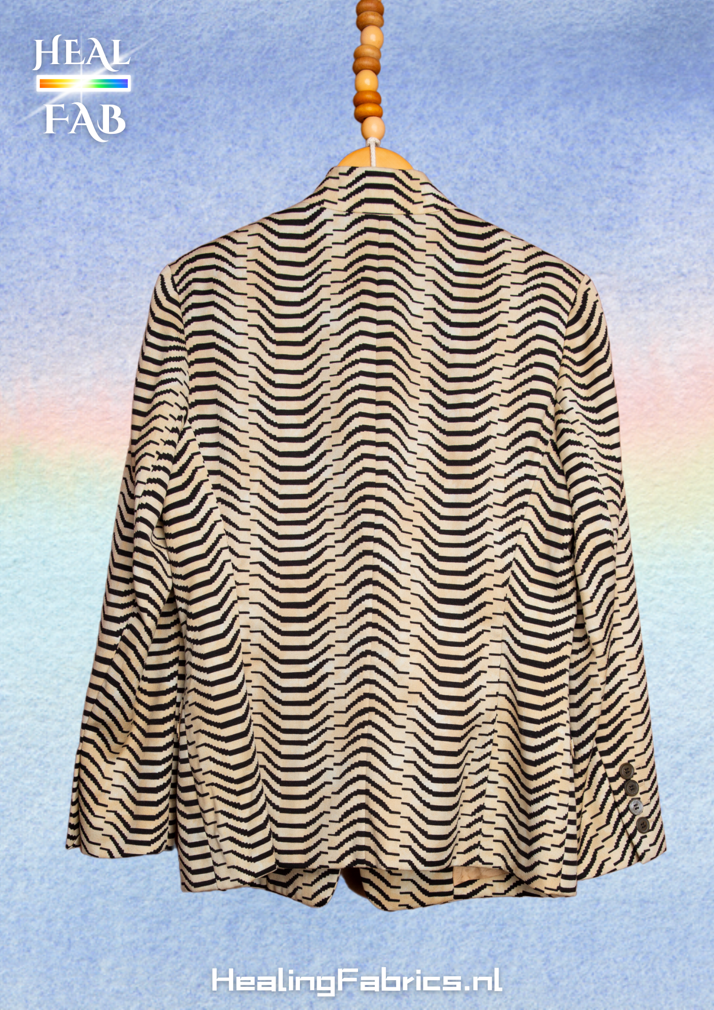 The Tribal Pixelated Zebra blazer - in black print with fading tones of beige
