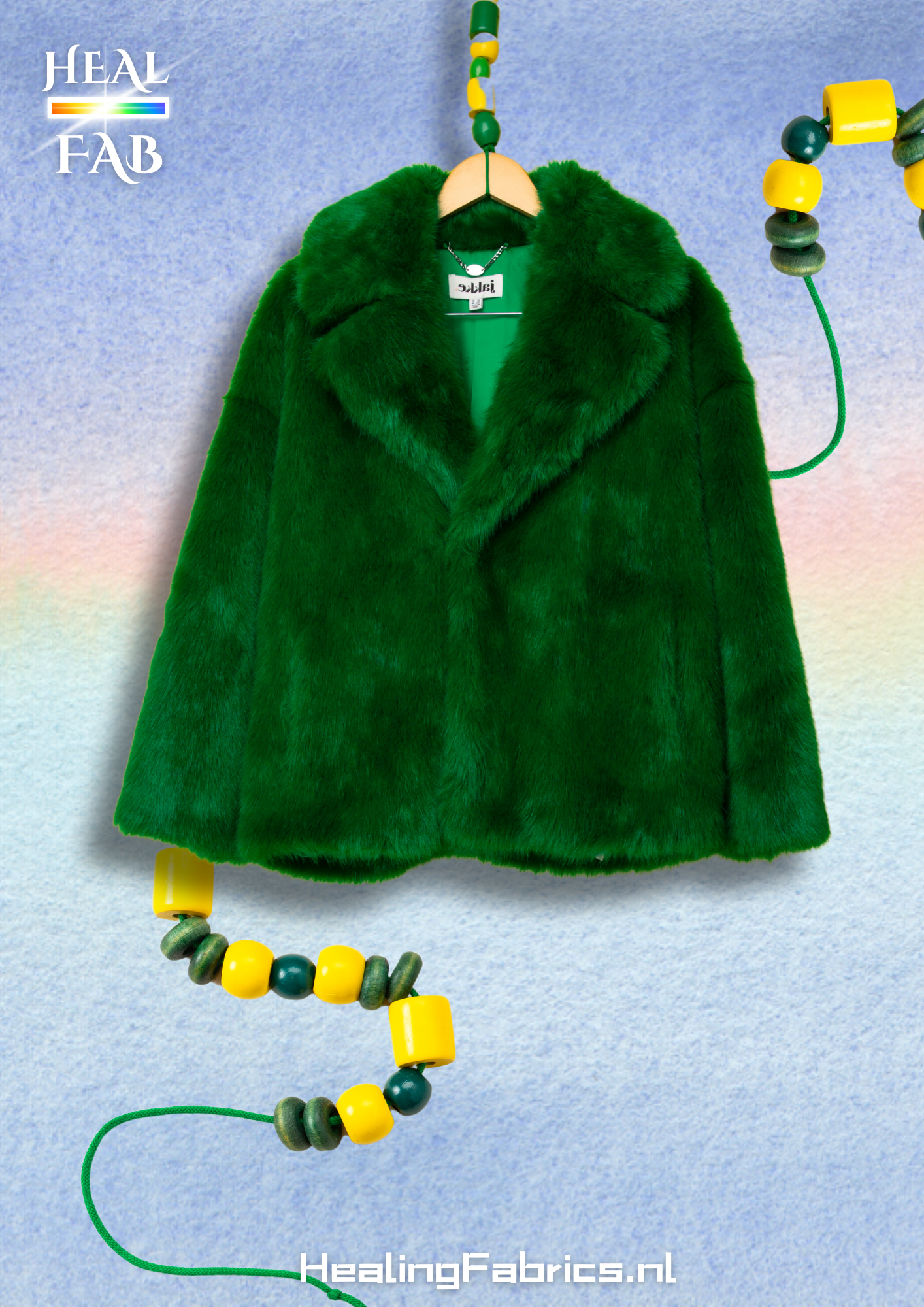 Lively green oversized faux ice bear coat