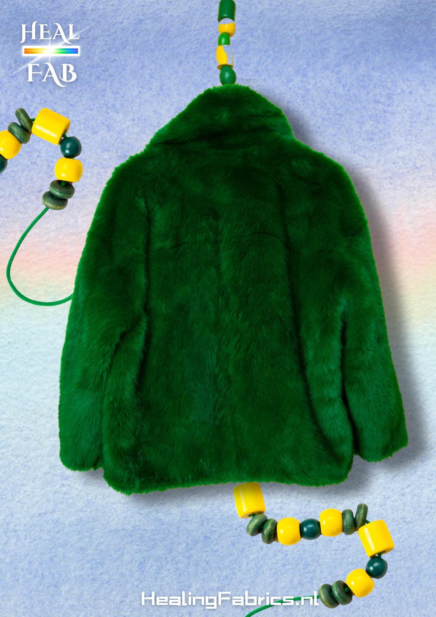 Lively green oversized faux ice bear coat