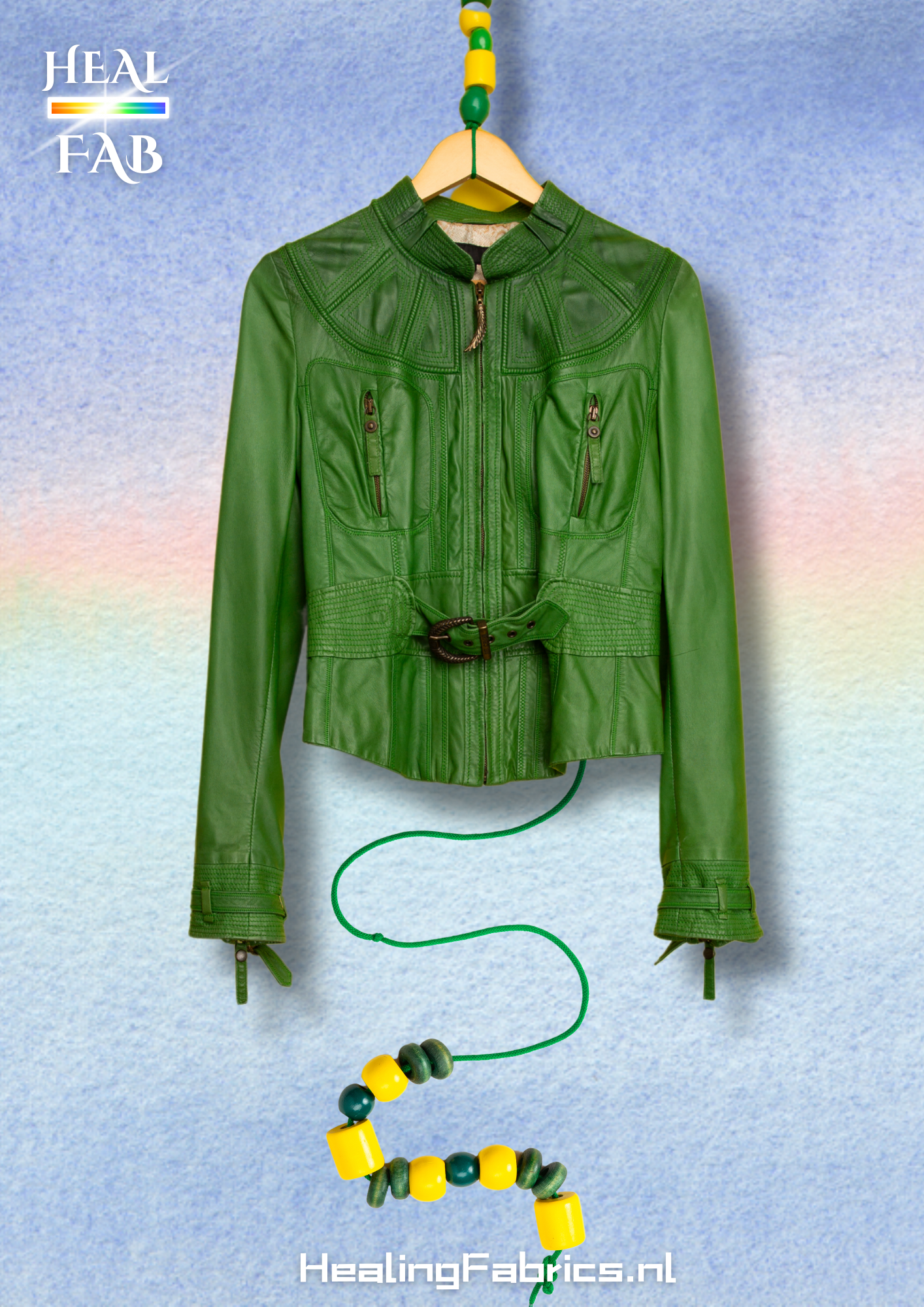 The green draconian leather jacket with brass details - Roberto Cavalli