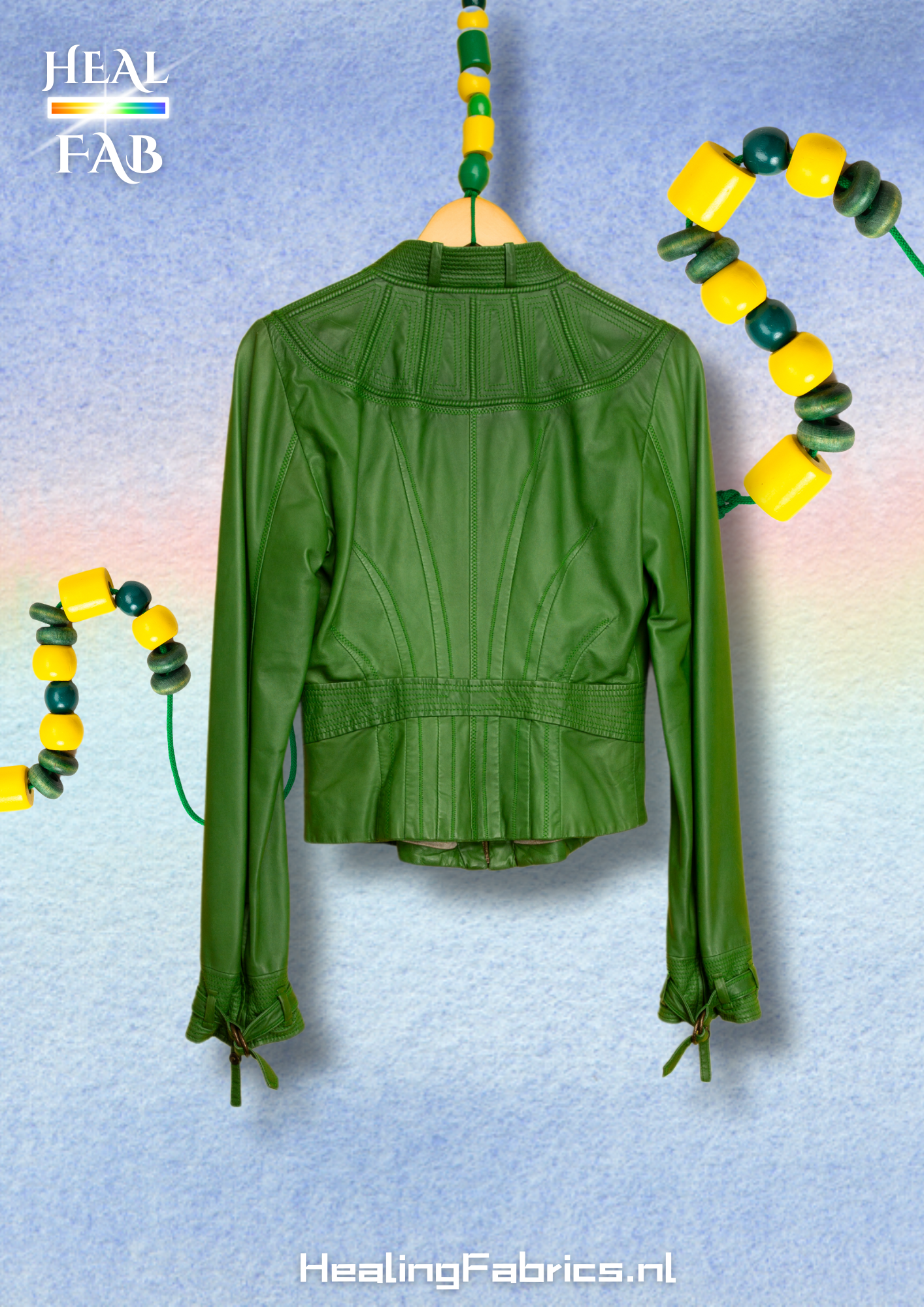 The green draconian leather jacket with brass details - Roberto Cavalli