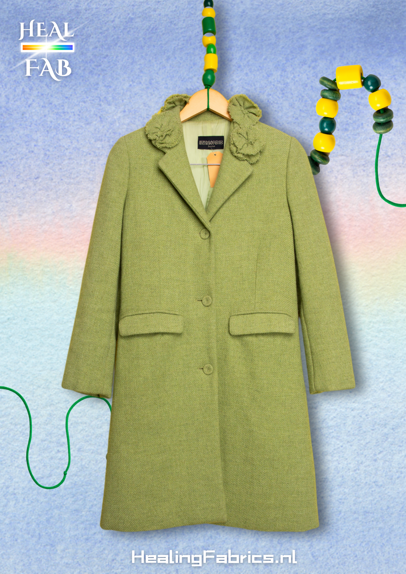 The february coat with floral textured collar