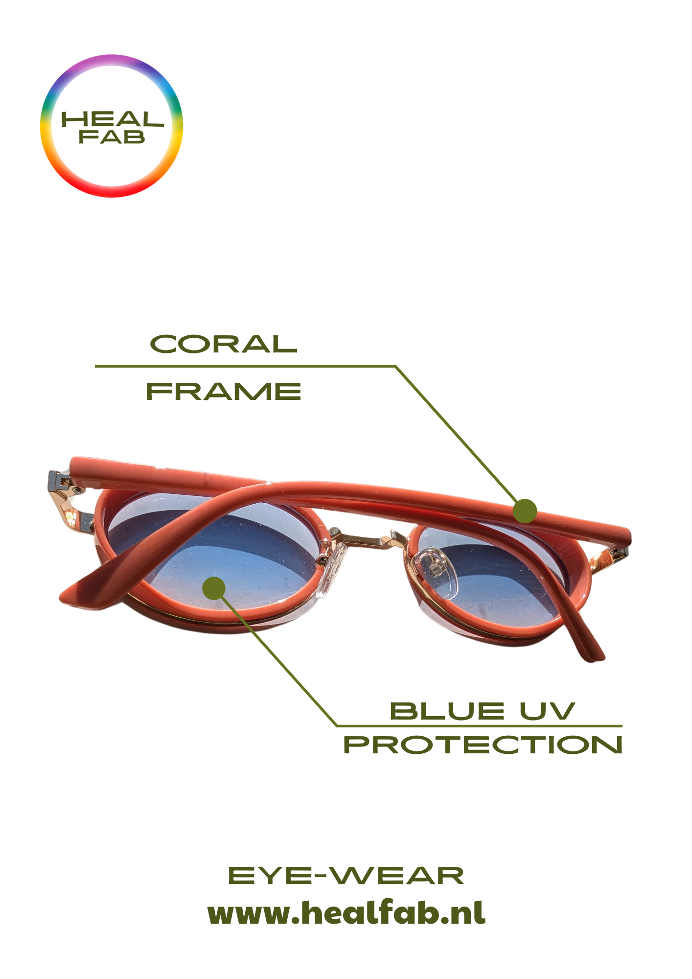 The Coral Classic sunglasses with oval shaped blue vision & gold details