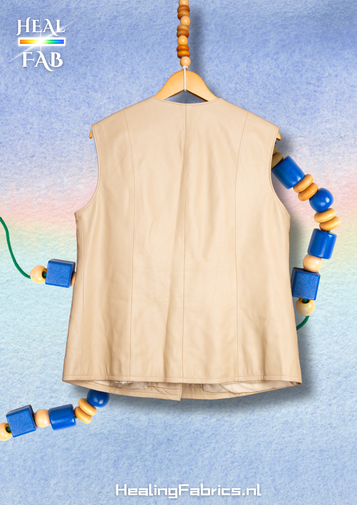 The Italian Lambs leather gilet in beige tint