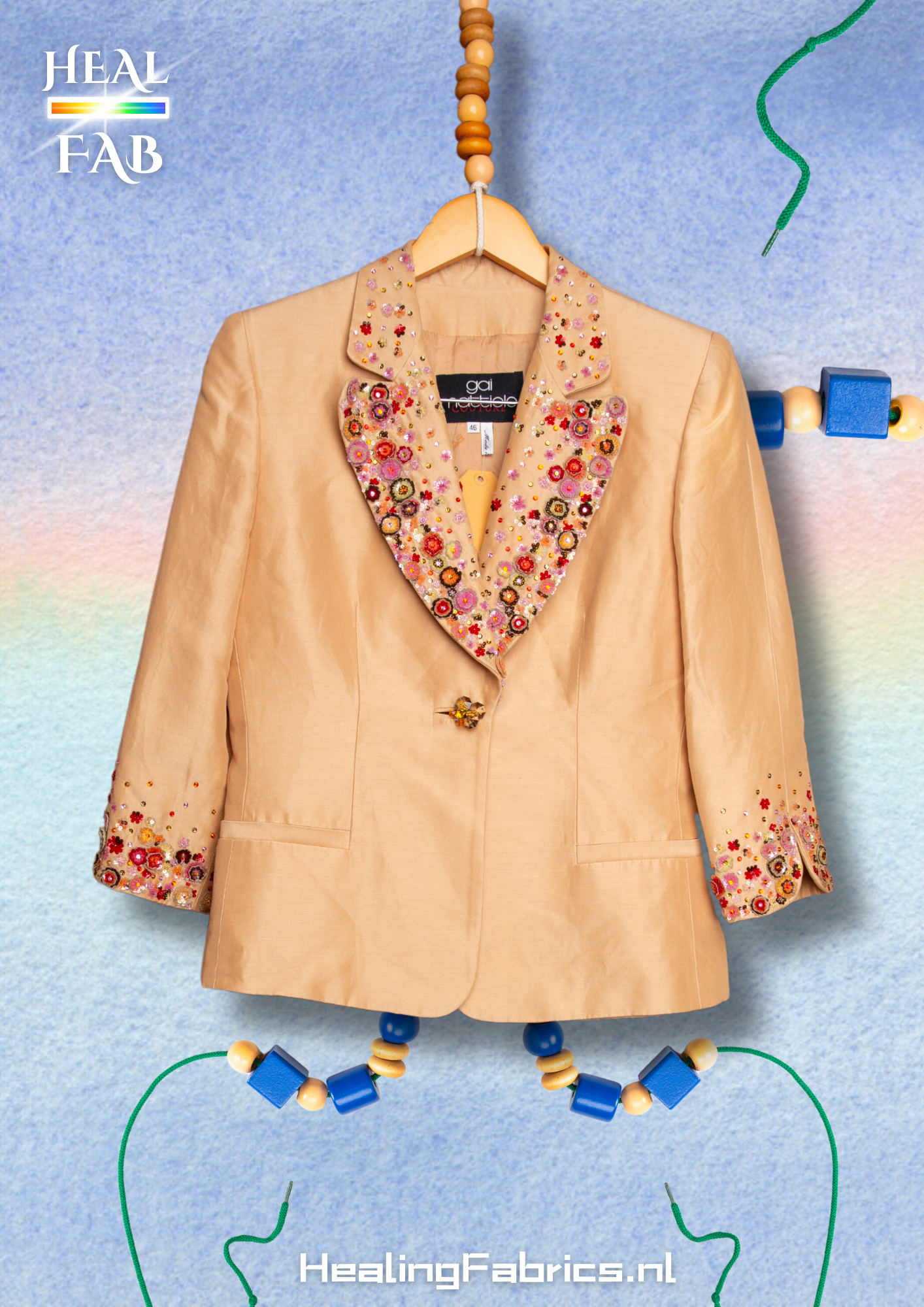 The sandy Blazer with multicolor floral beads (Padded)