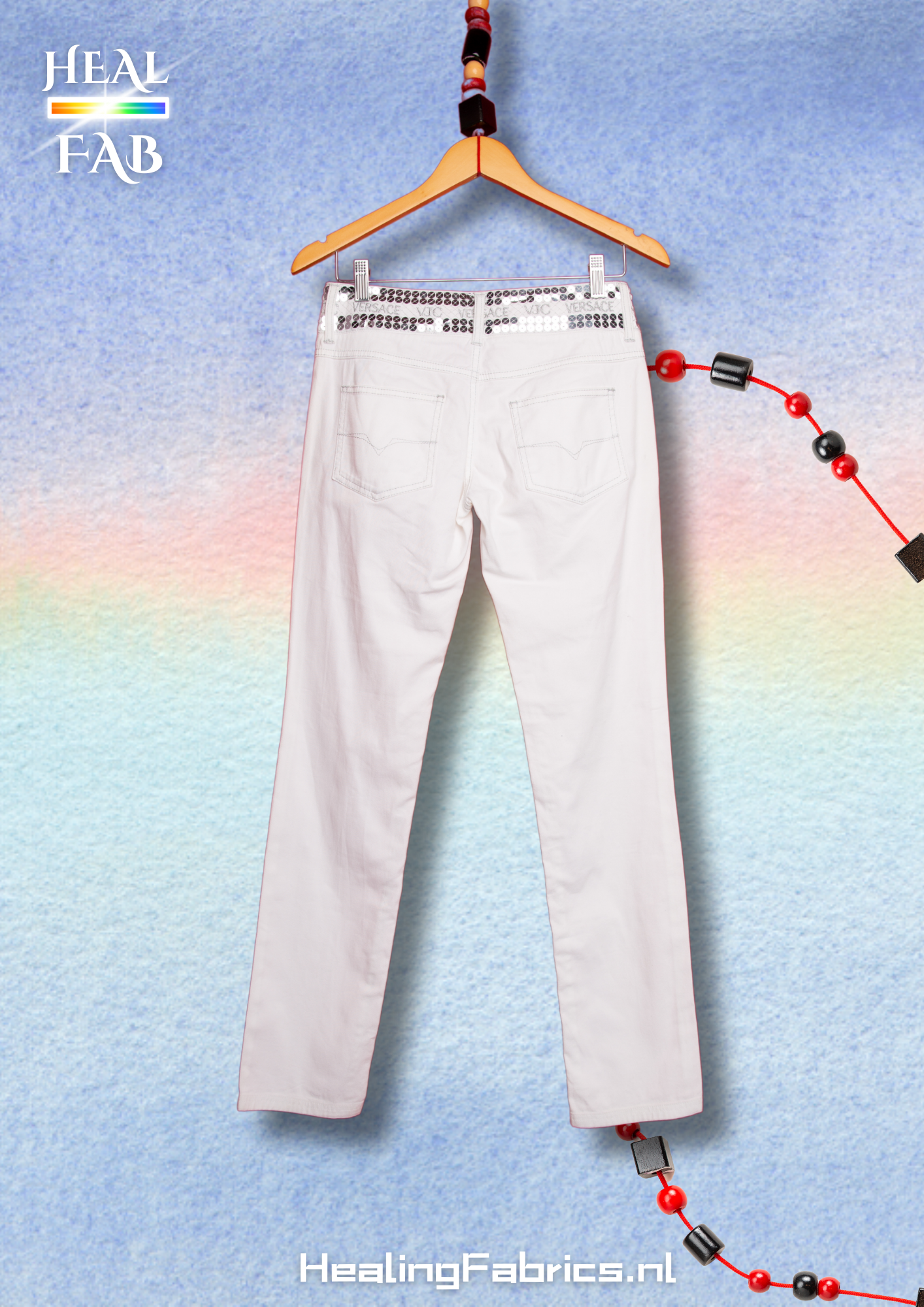 Cotton fiber sensational pants with silver pailettes detail - Versace