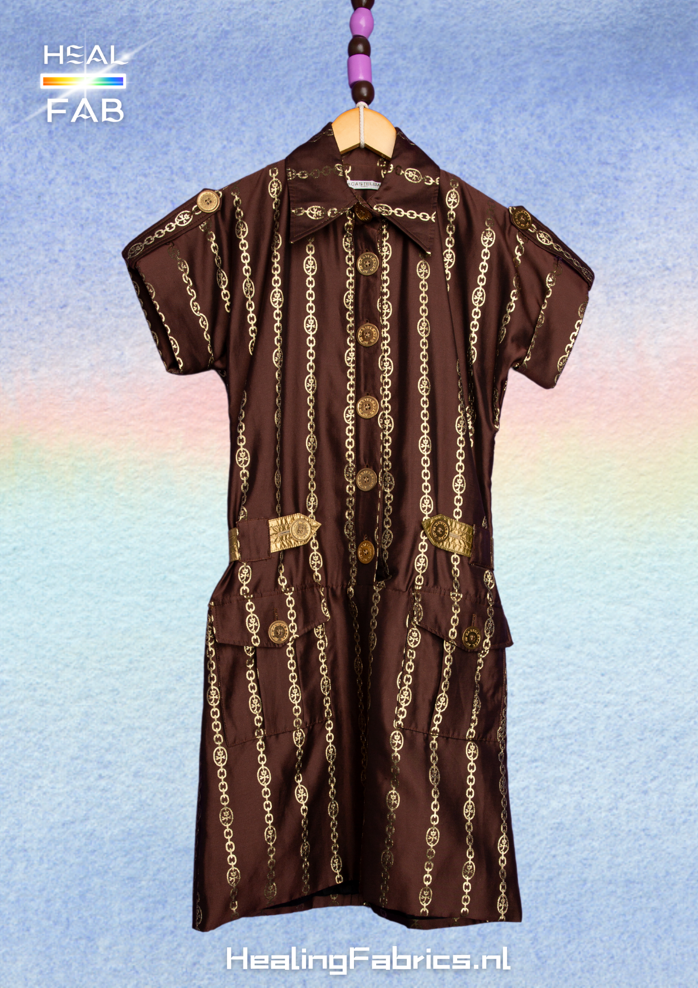 The Gold-chain dress with playful big buttons - JC DE Castel Bajac