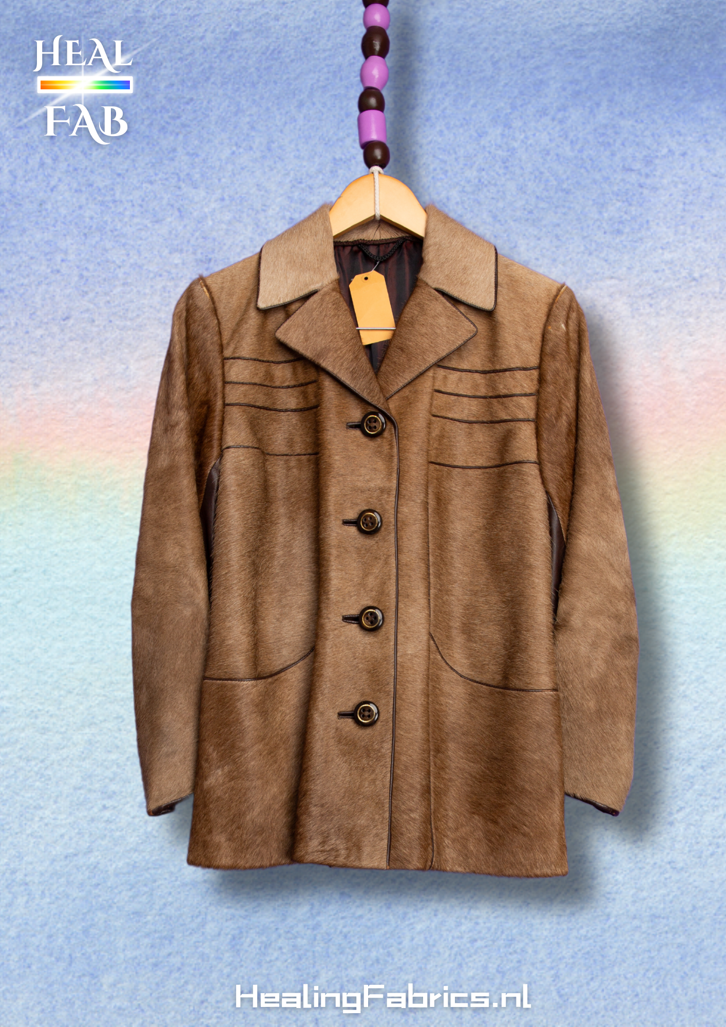 Caveman's leather jacket with real vintage goat fur