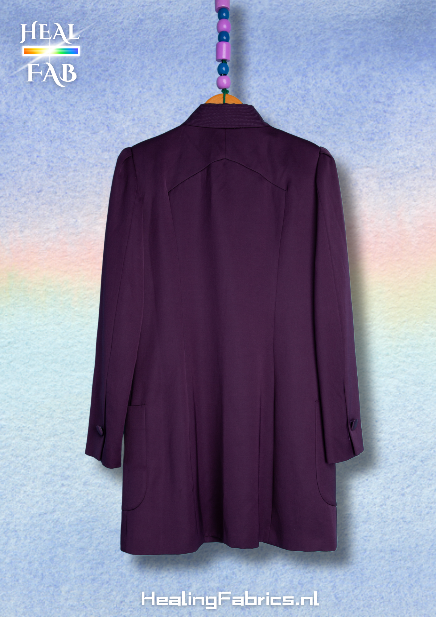 Sharp A-line double breasted big pocket purple coat - Versace