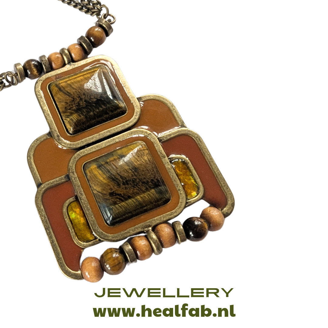 The Fly TigerEye Necklace in golden brass