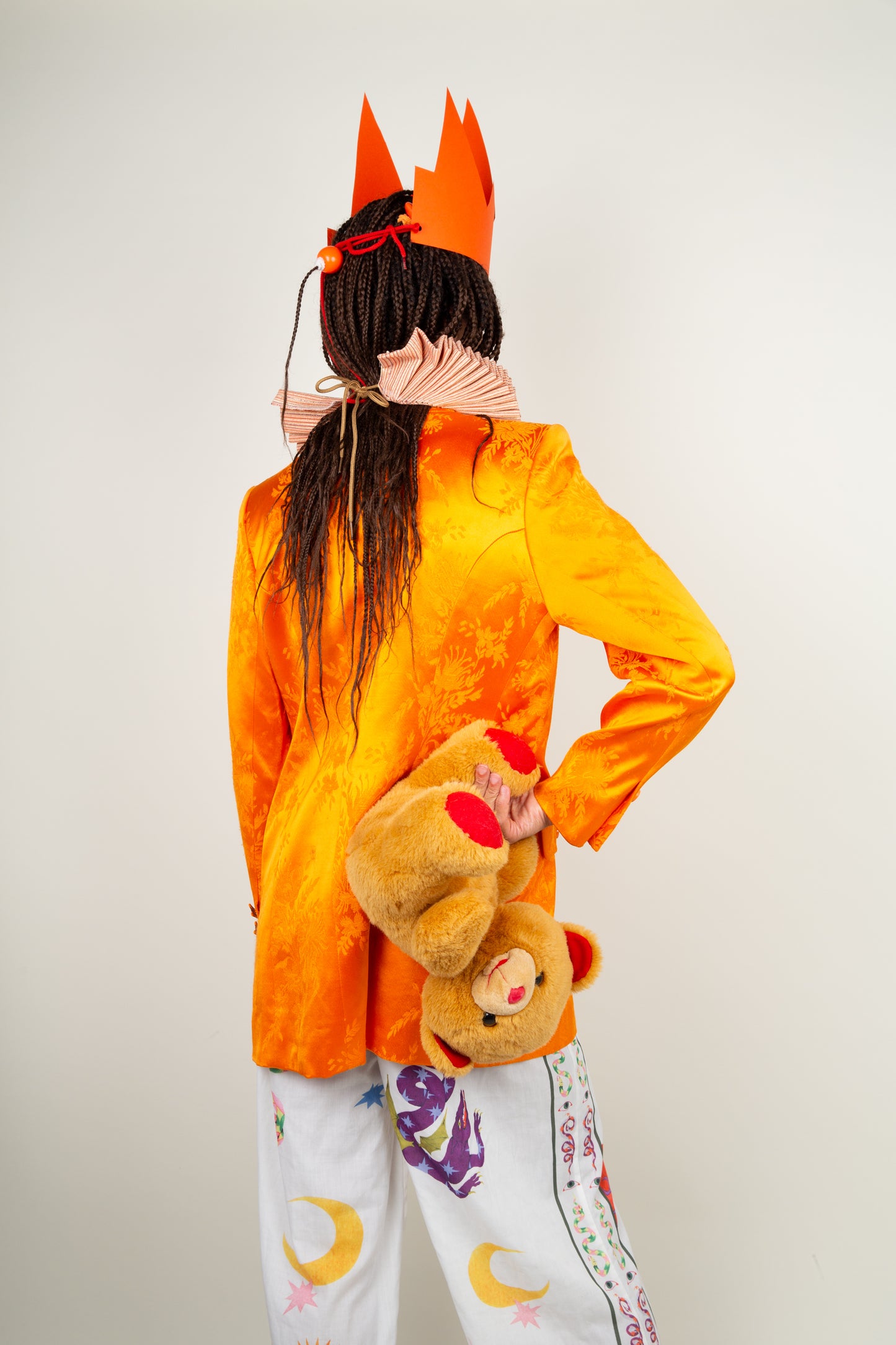 High gloss floral jacket with orange butterfly buttons on sleeve - Yves Saint Laurent