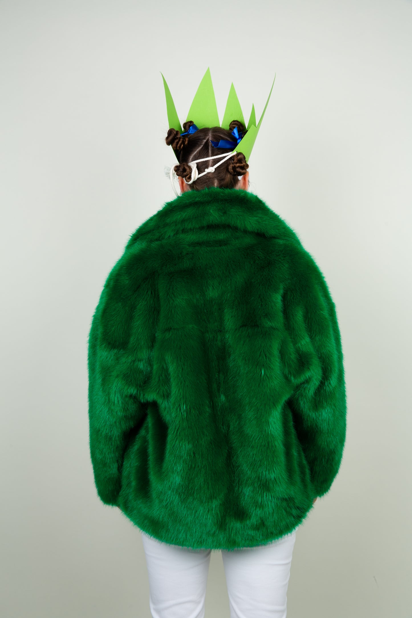 Lively green oversized faux ice bear coat