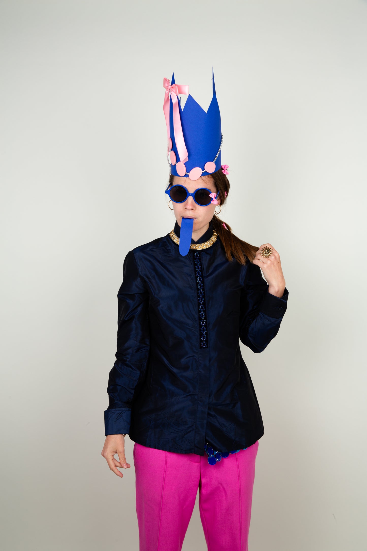 The shiny Silk blouse with blue bead details - Etro