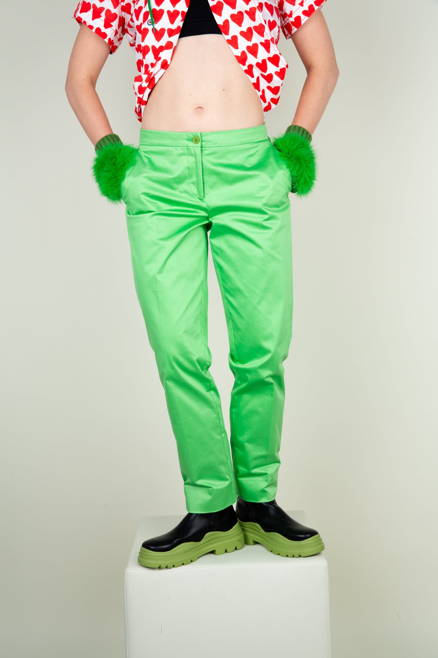 The cotton fiber shiny green pants - Etro