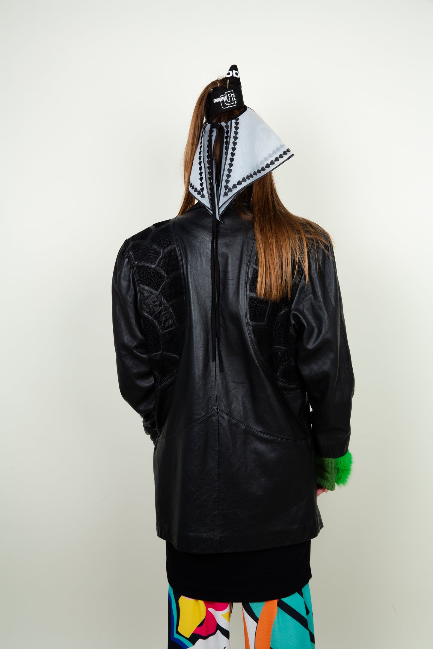 Black leather patchwork shoulder jacket - with big front pockets
