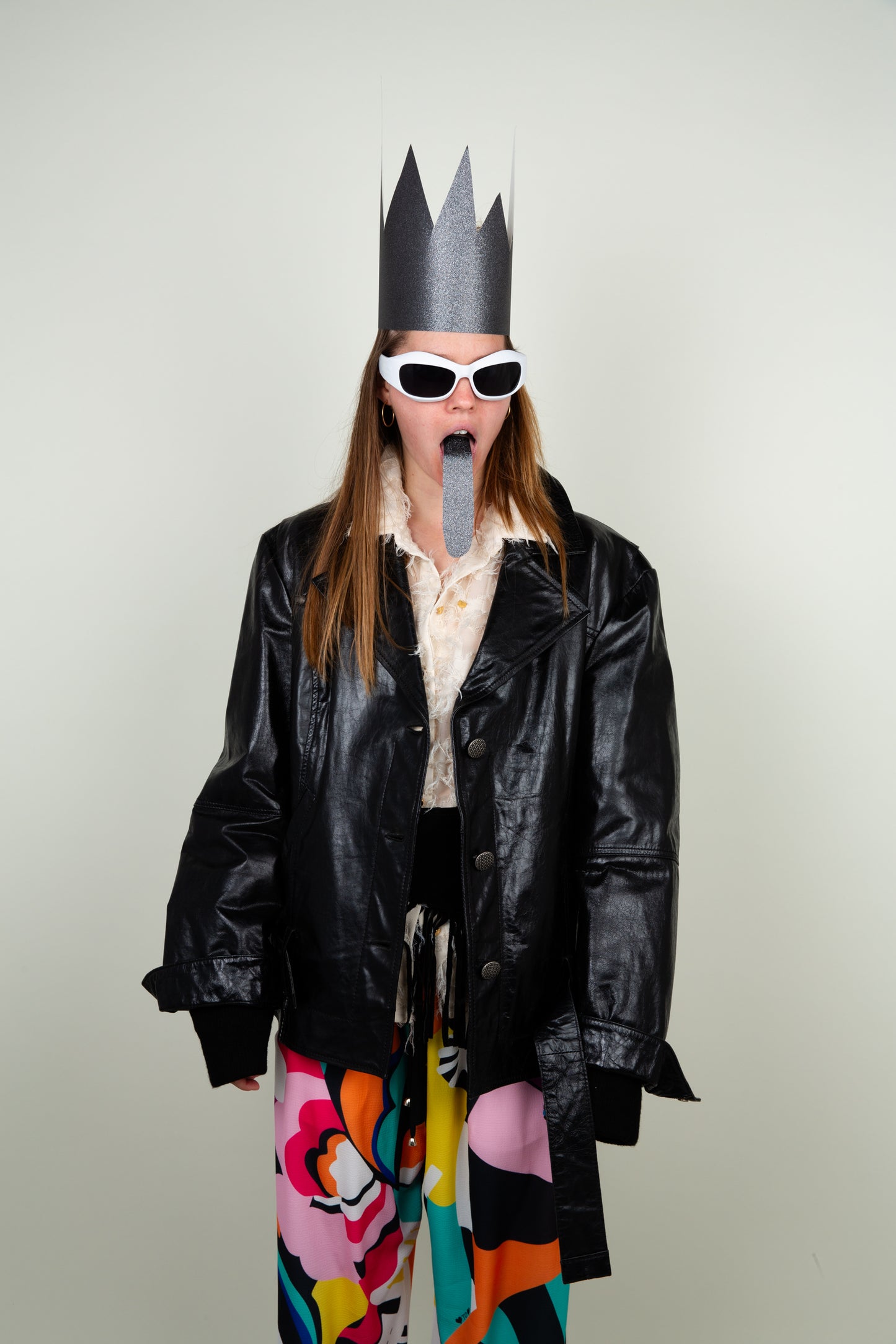 The Sheep leather heavy biker coat - Arma with silver details