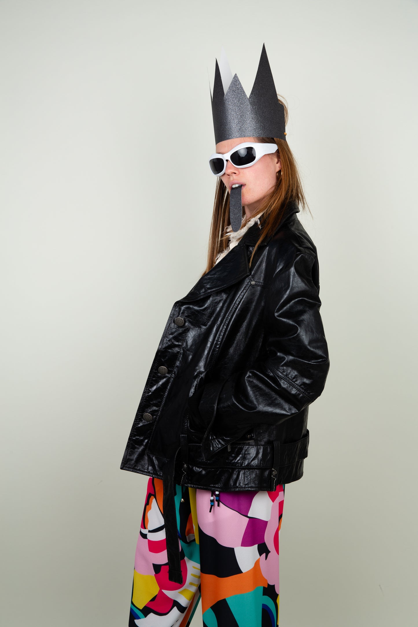 The Sheep leather heavy biker coat - Arma with silver details
