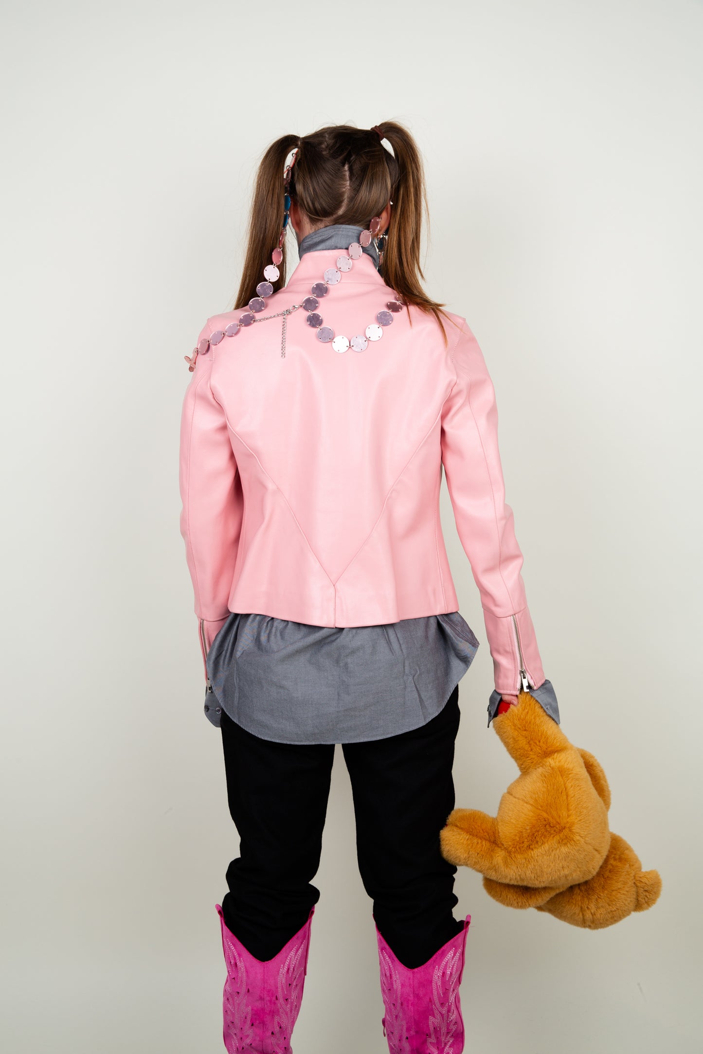 The dolly leather jacket in soft pink