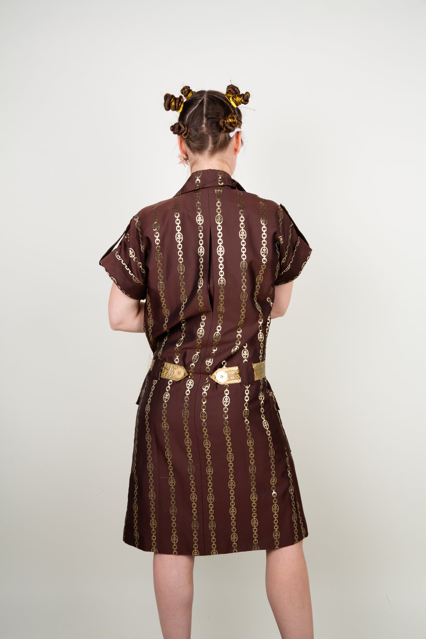 The Gold-chain dress with playful big buttons - JC DE Castel Bajac