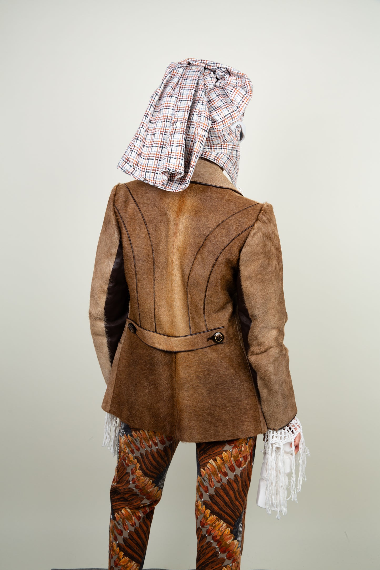Caveman's leather jacket with real vintage goat fur