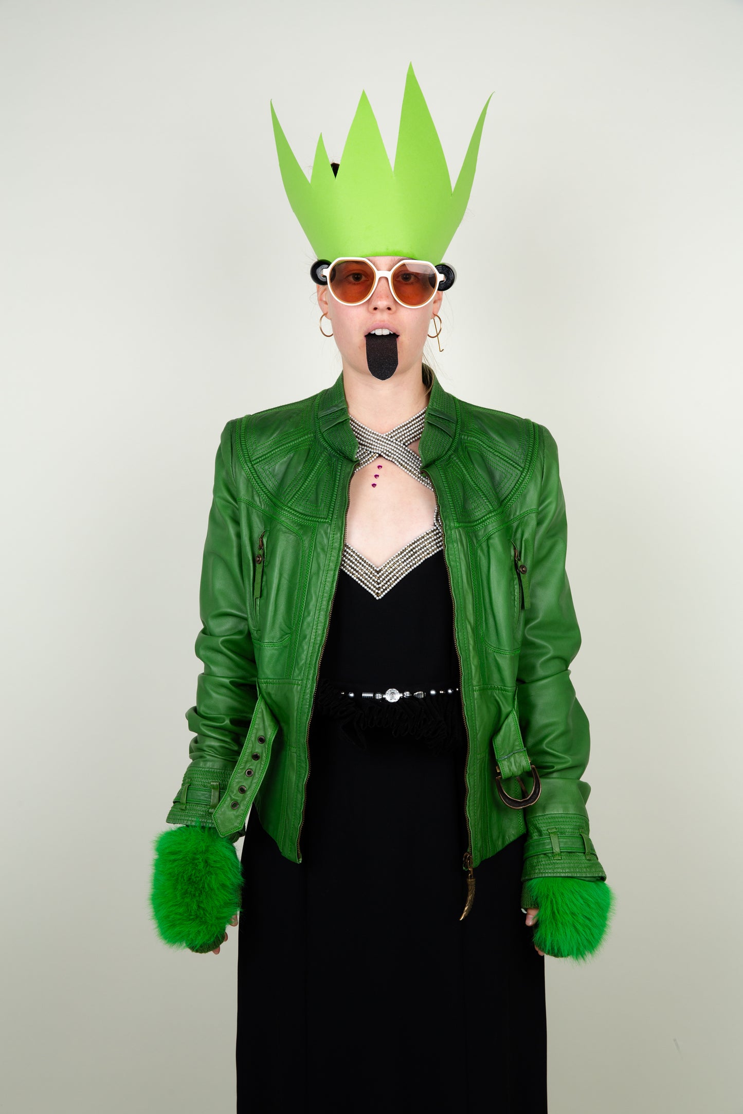 The green draconian leather jacket with brass details - Roberto Cavalli