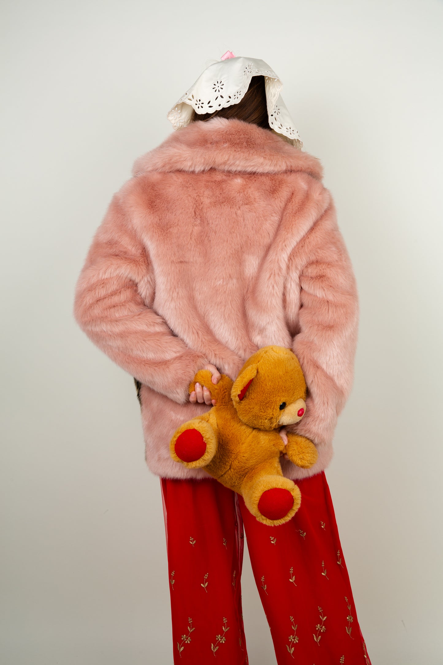 The Faux fibre animal print coat In soft pink, brown