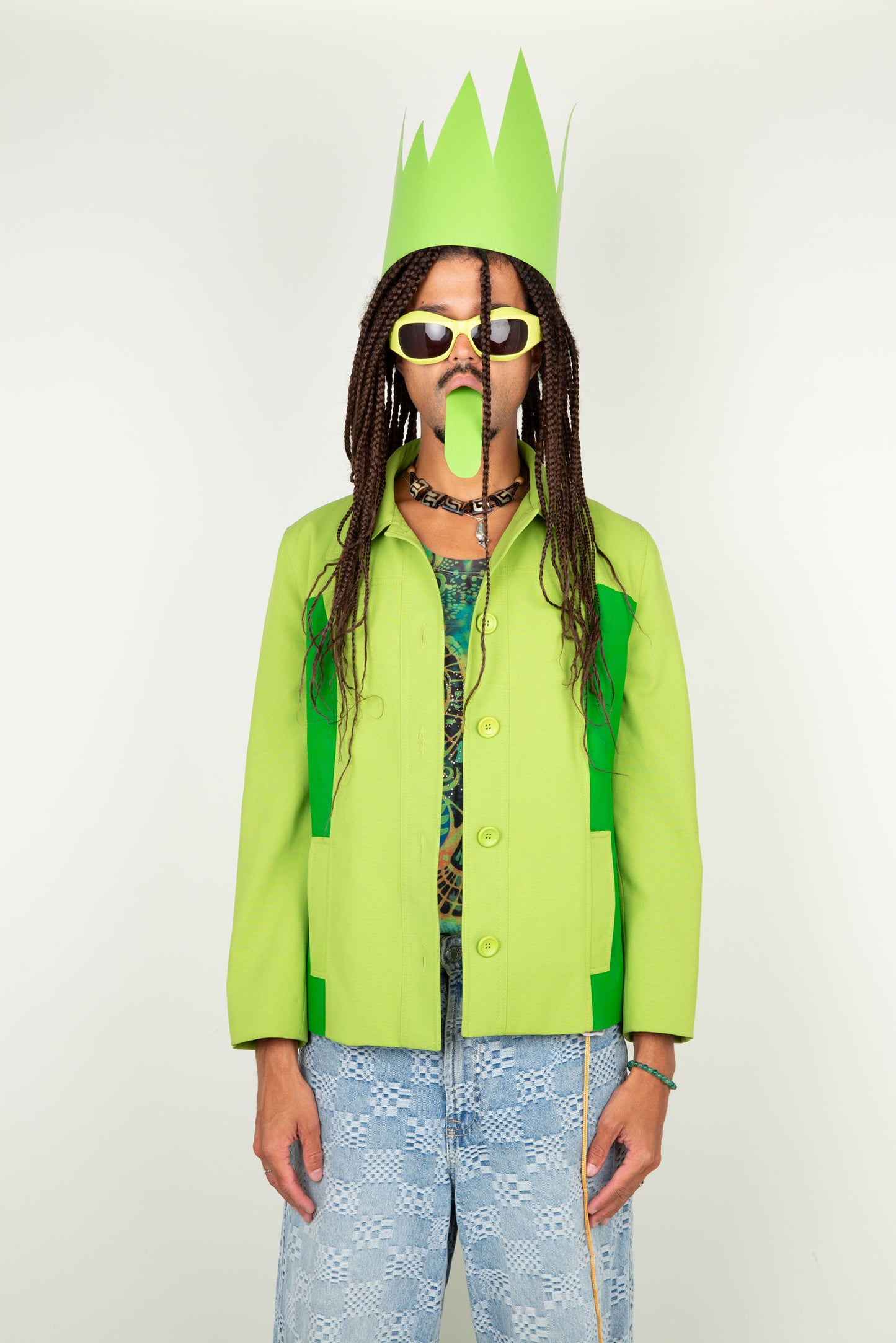 The Painted Jacket in Green & Blue