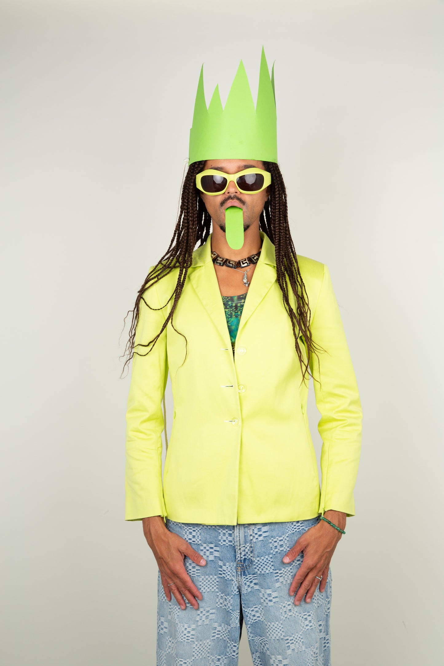 The textured toxic green yellow blazer - Versace