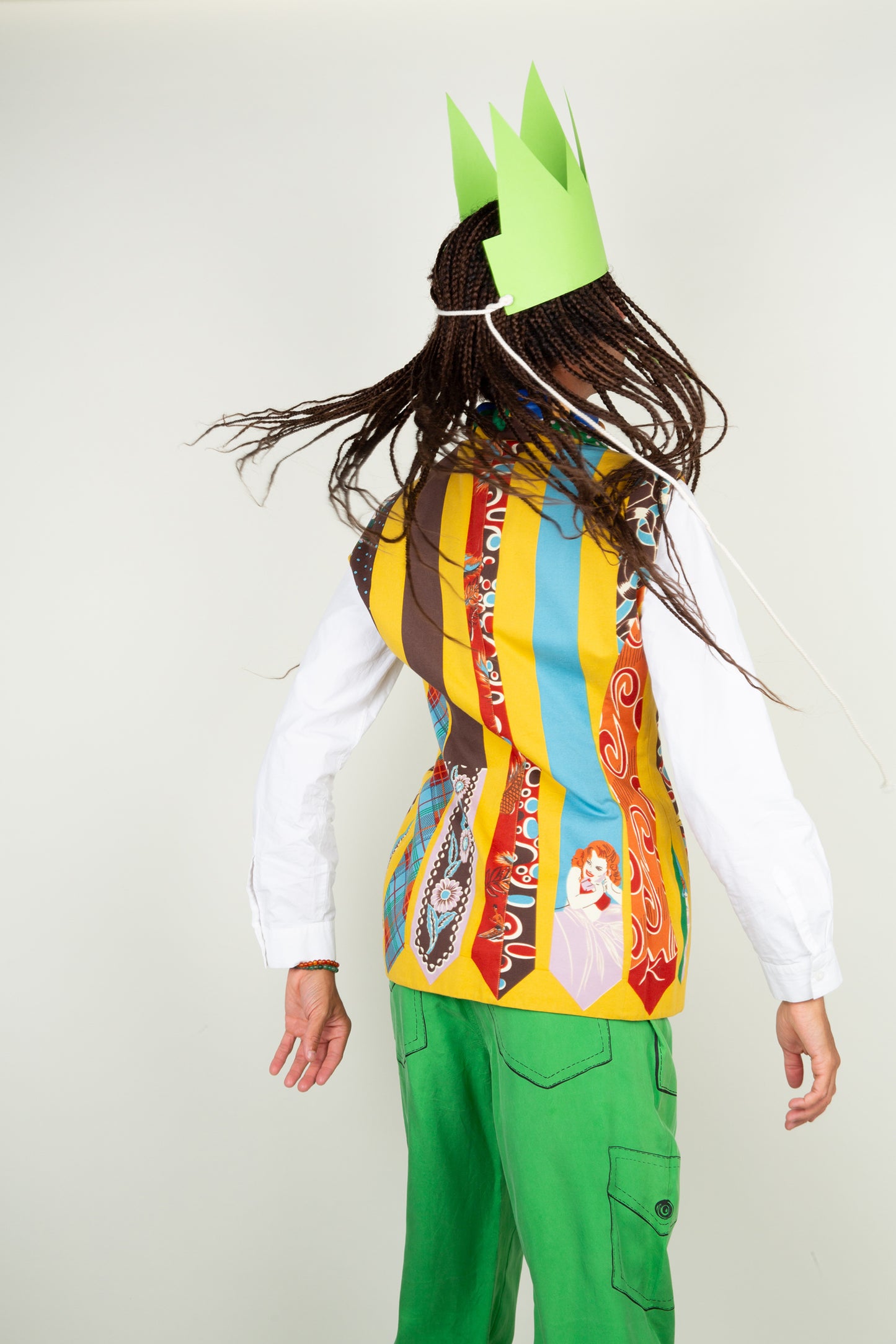 The Positive Tie Gilet - in mustard yellow & multicolor print