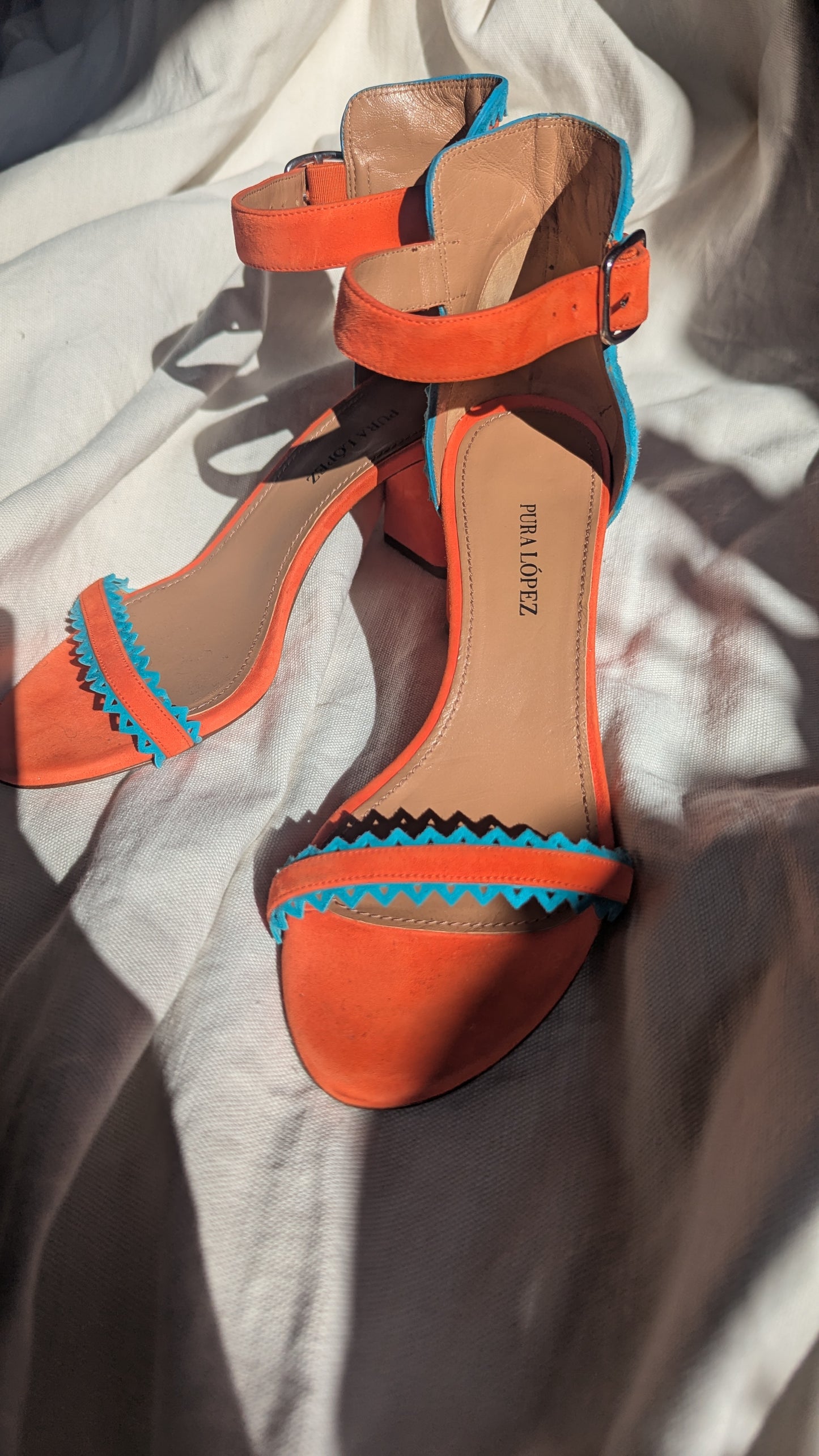 The Orange Summer Heels with Turquoise blue hints