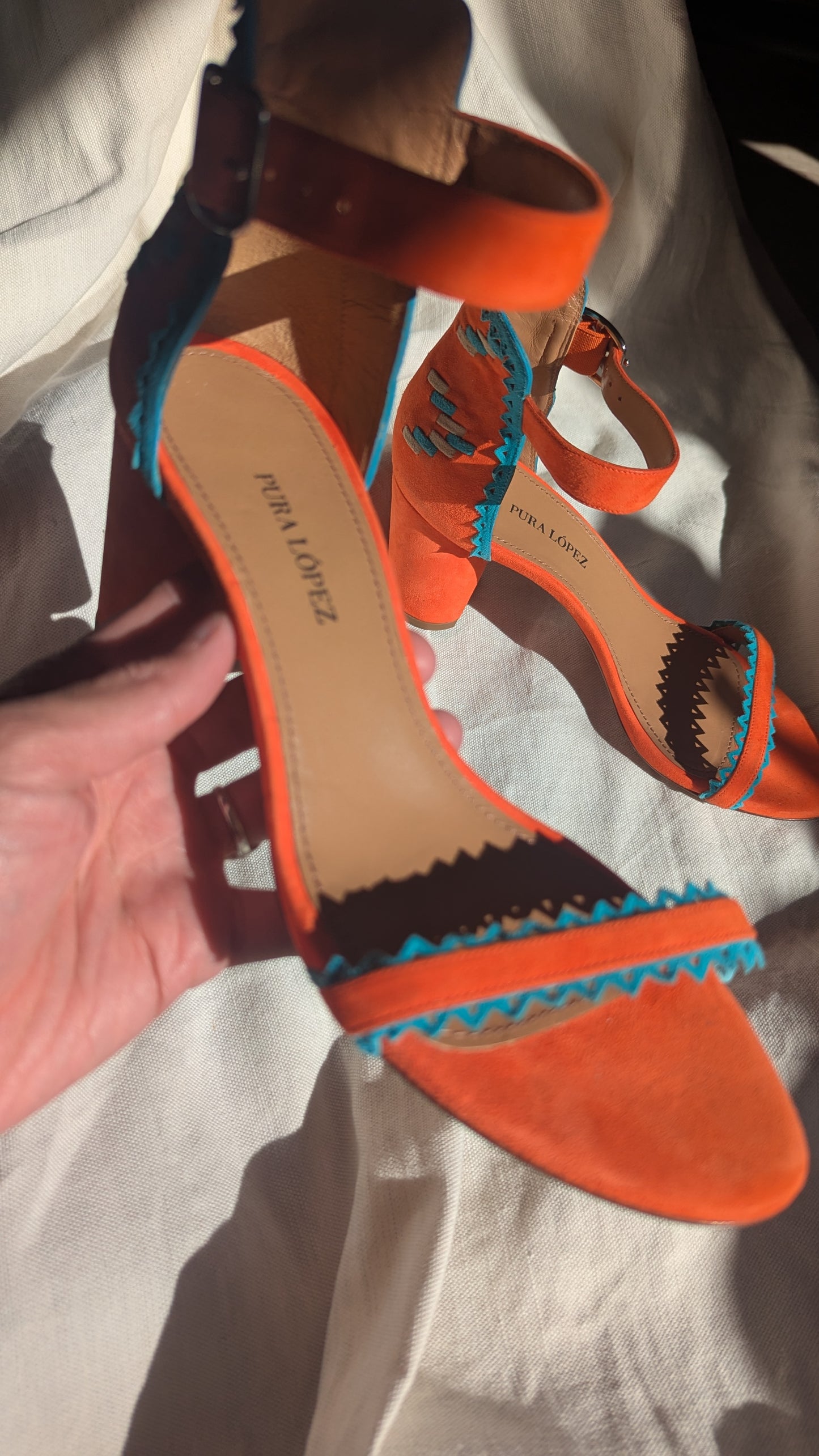 The Orange Summer Heels with Turquoise blue hints
