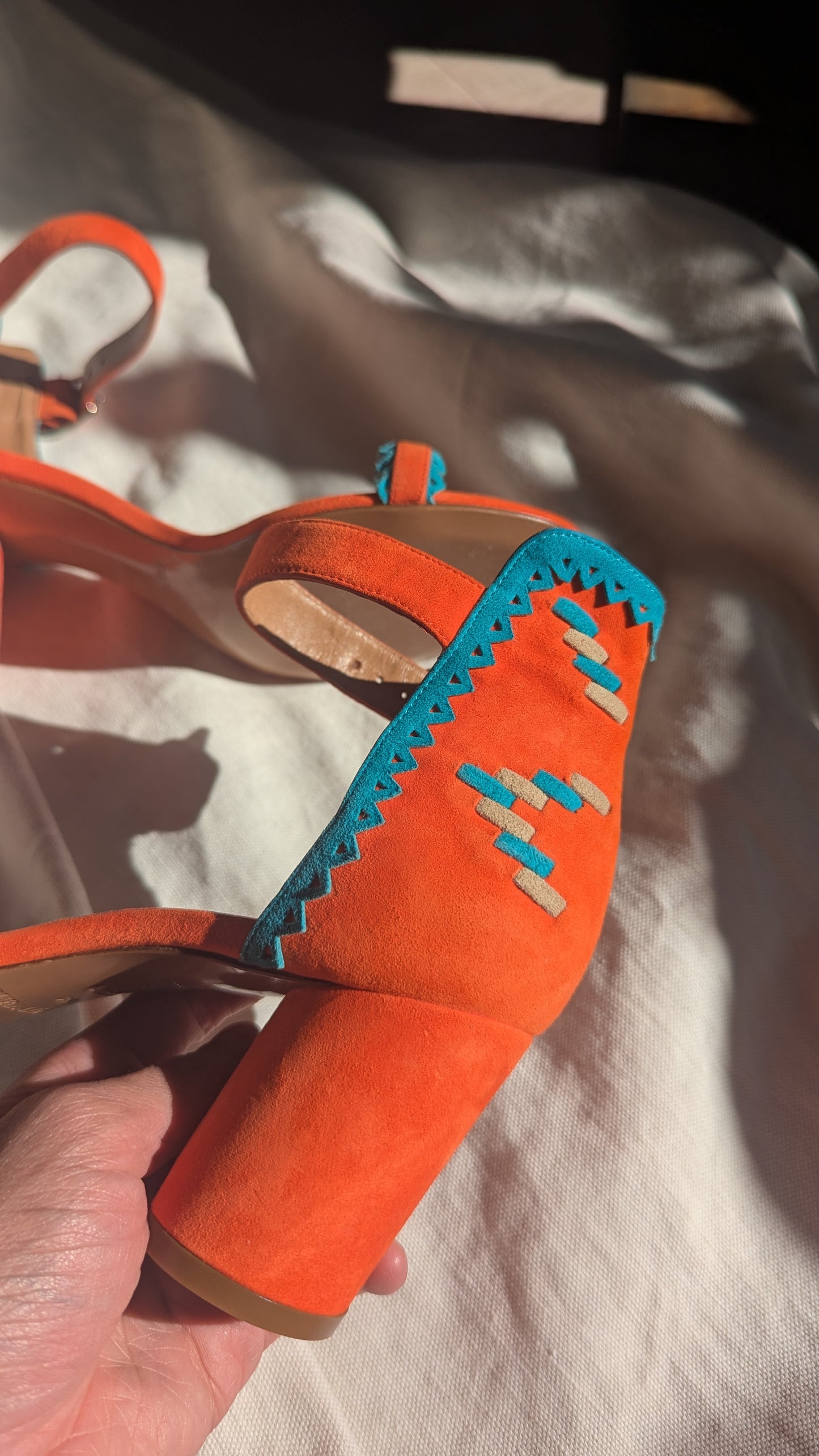 The Orange Summer Heels with Turquoise blue hints