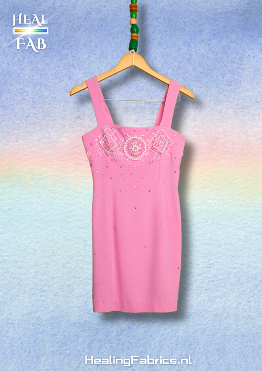 Soft pink embroidery dress with matching bolero