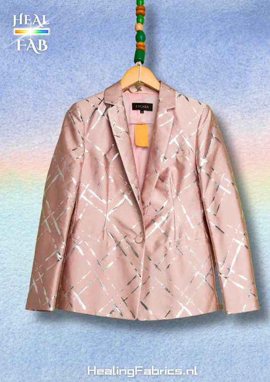 The metallic silver stripe pink blazer - Escada